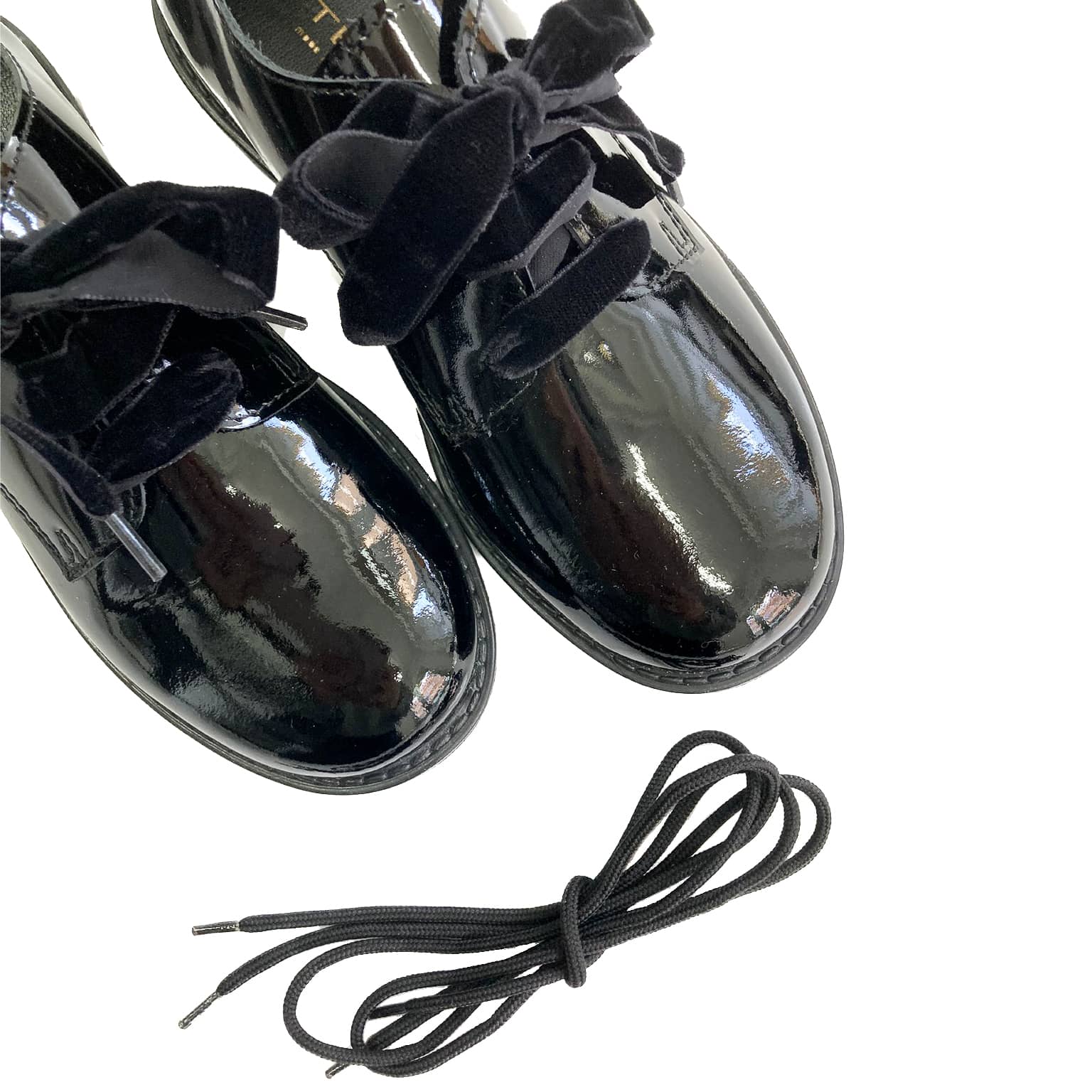 BIENVENIDA-francesina-vista-punta-lacci-velluto-e-cotone-vernice-nera