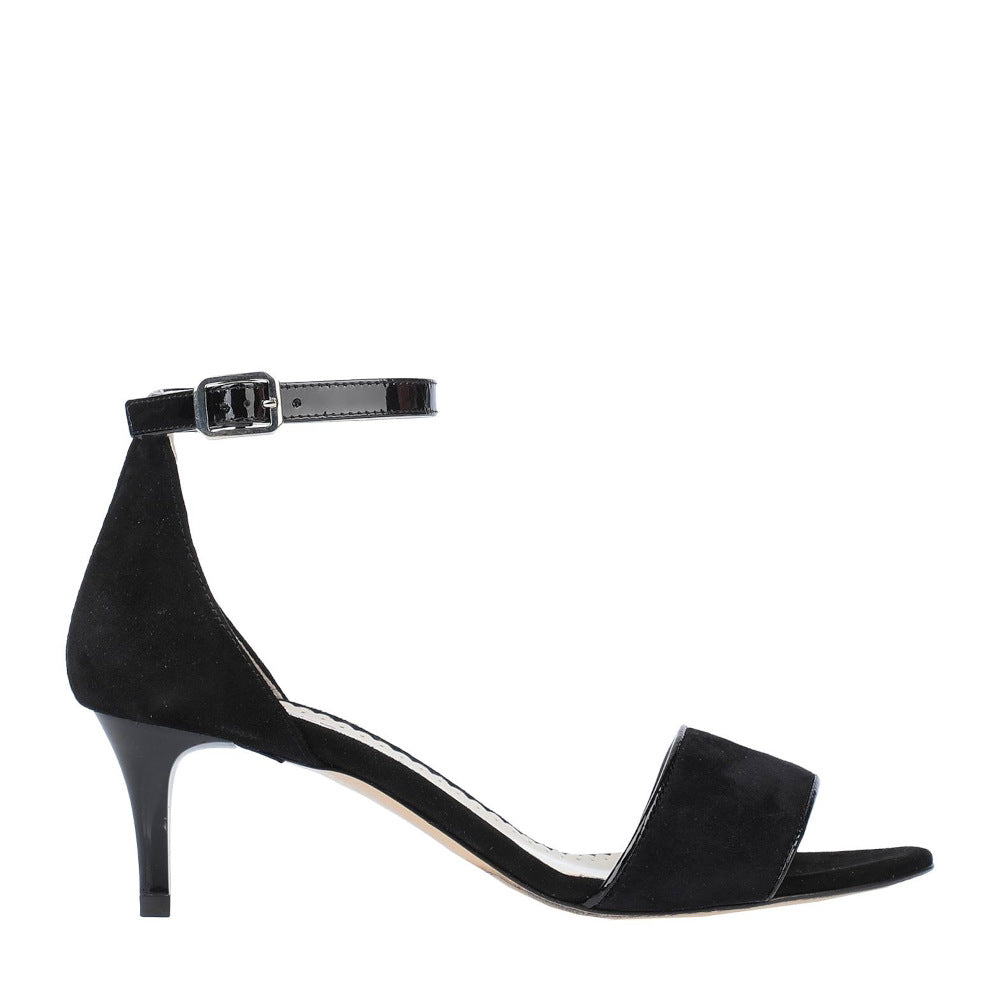 NADINE-sandalo-vista-laterale-singola-camoscio-vernice-nera