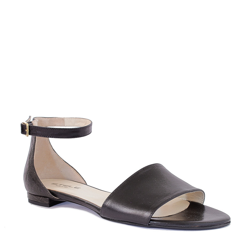 BENEDICTE-sandalo-basso-vista-punta-singolo-nappa-nera-cocco-bronzo