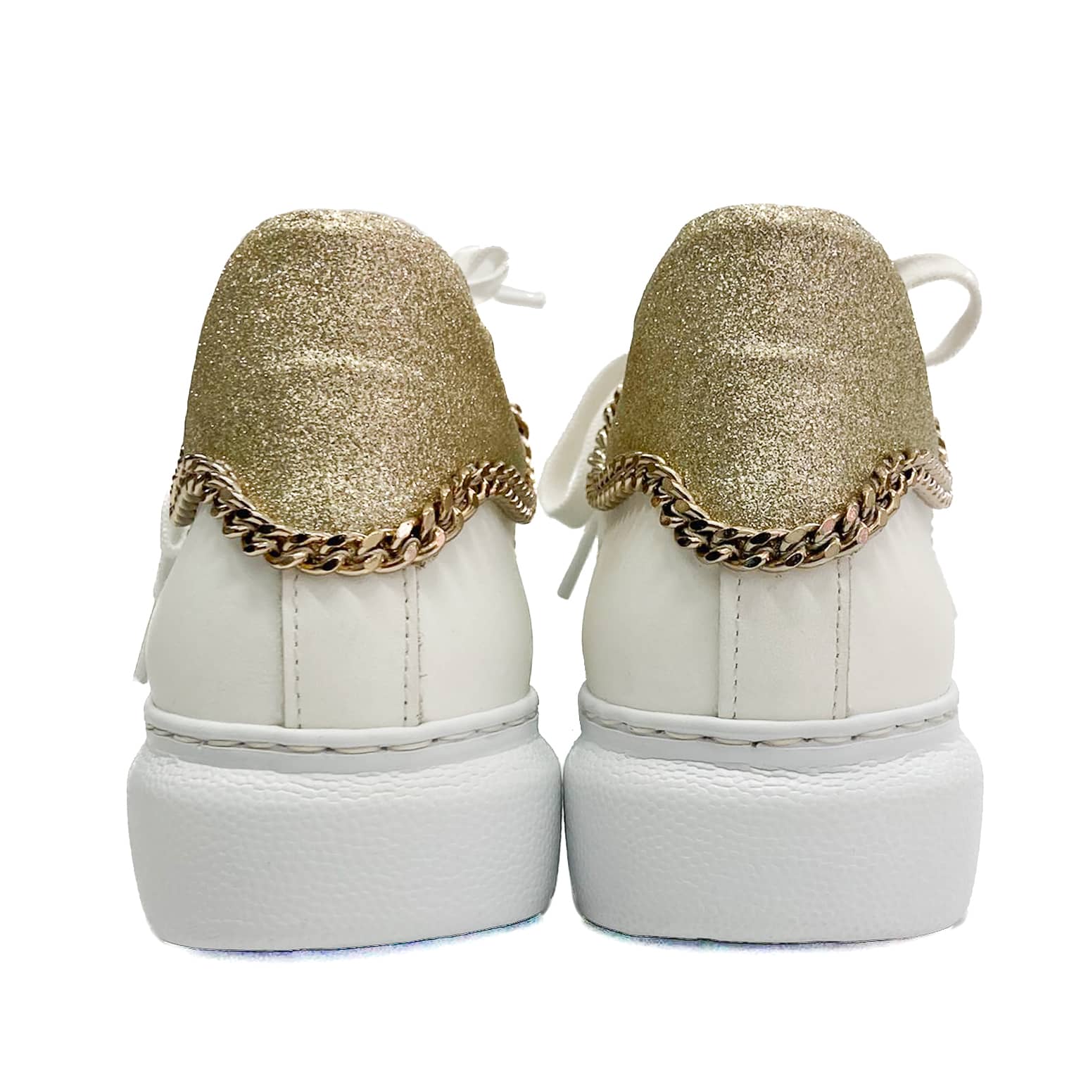 MIRANDA-sneakers-vista-tallone-paio-vitello-bianco-glitter-oro-catena-oro