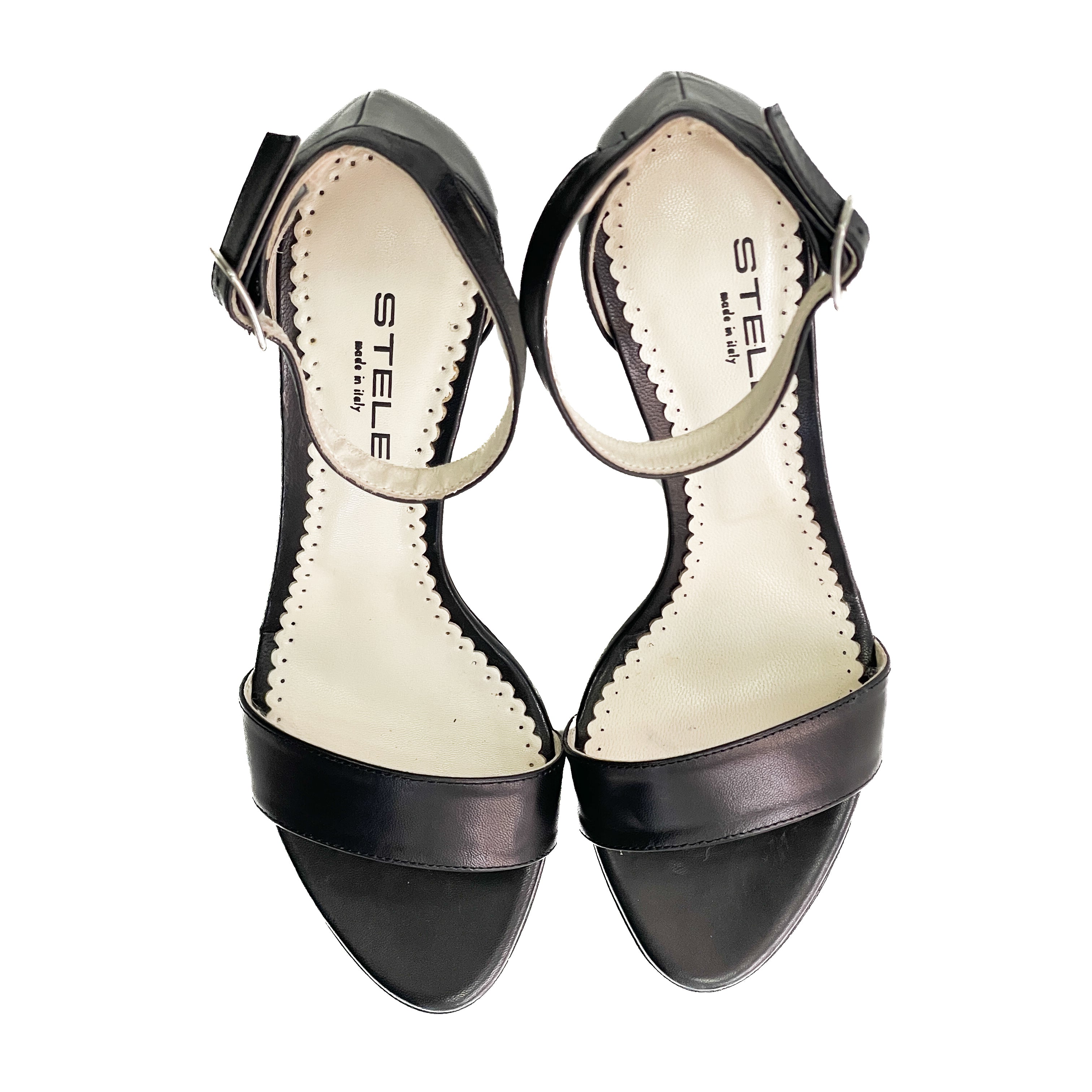 Black Alexane Made in Italy women's sandals by STELE Calzaturificio with ankle strap and open toe design