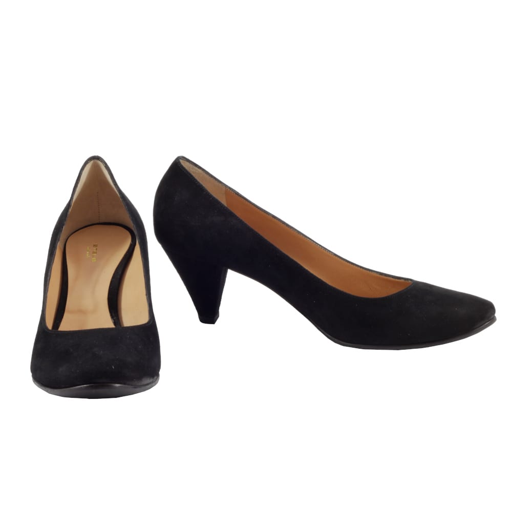 MASSINE-decollete-vista-punta e laterale-frontale-camoscio-nero-made-in-italy