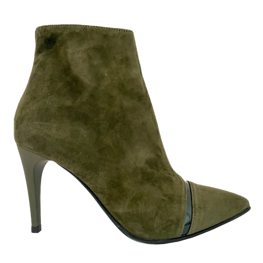 VALENTINE-tronchetto-stivaletto-vista-laterale-singolo-camoscio-vernice-muschio