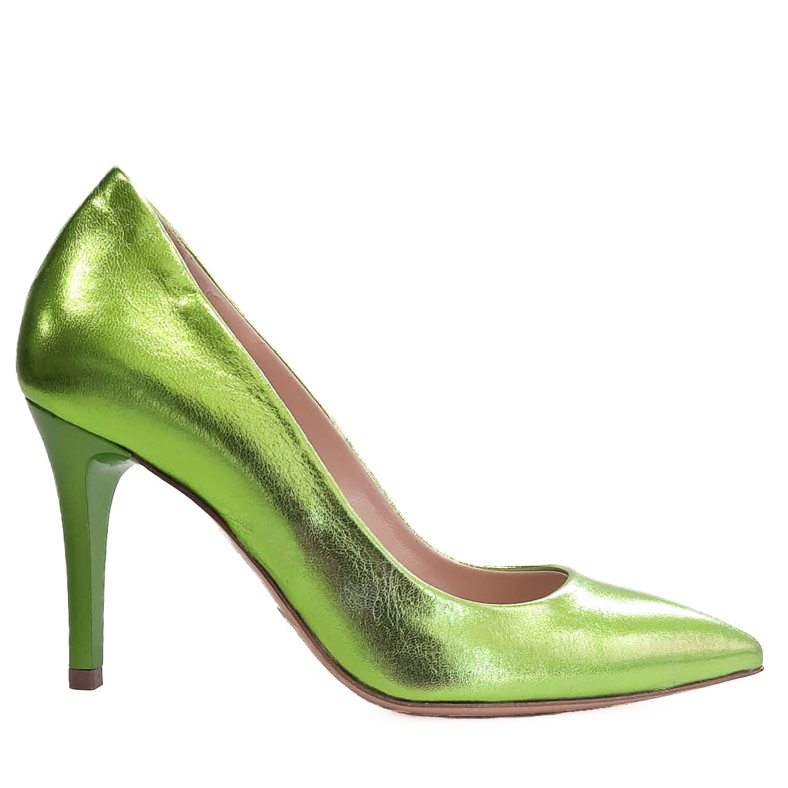 LETY-decollete-vista-laterale-laminato-verde-tacco-9