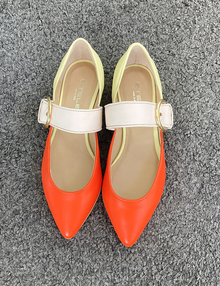 ALLISON-ballerina-vista-punta-destra-nappa-arancione-gialla-panna