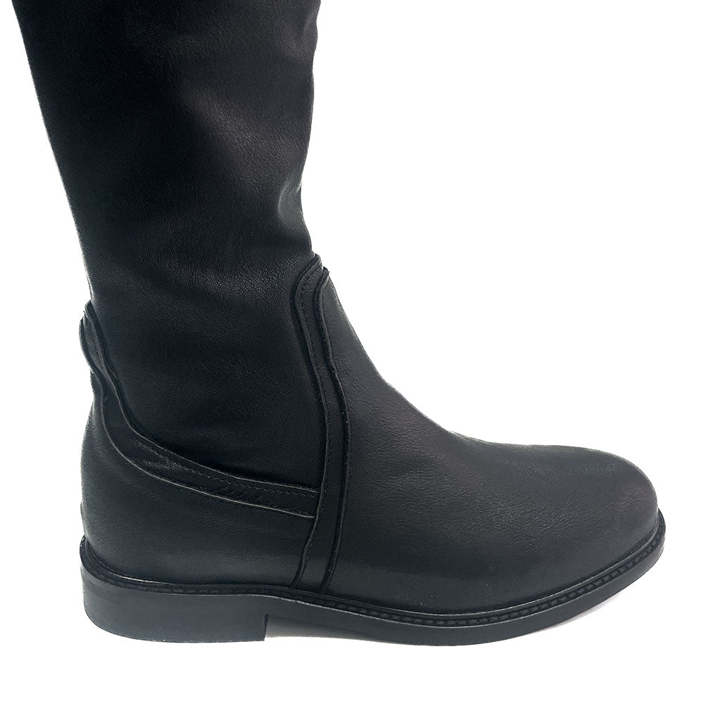 VALENCIA-stivale-alto-punta-sopra-laterale-vicino-vitello-stretch-nero