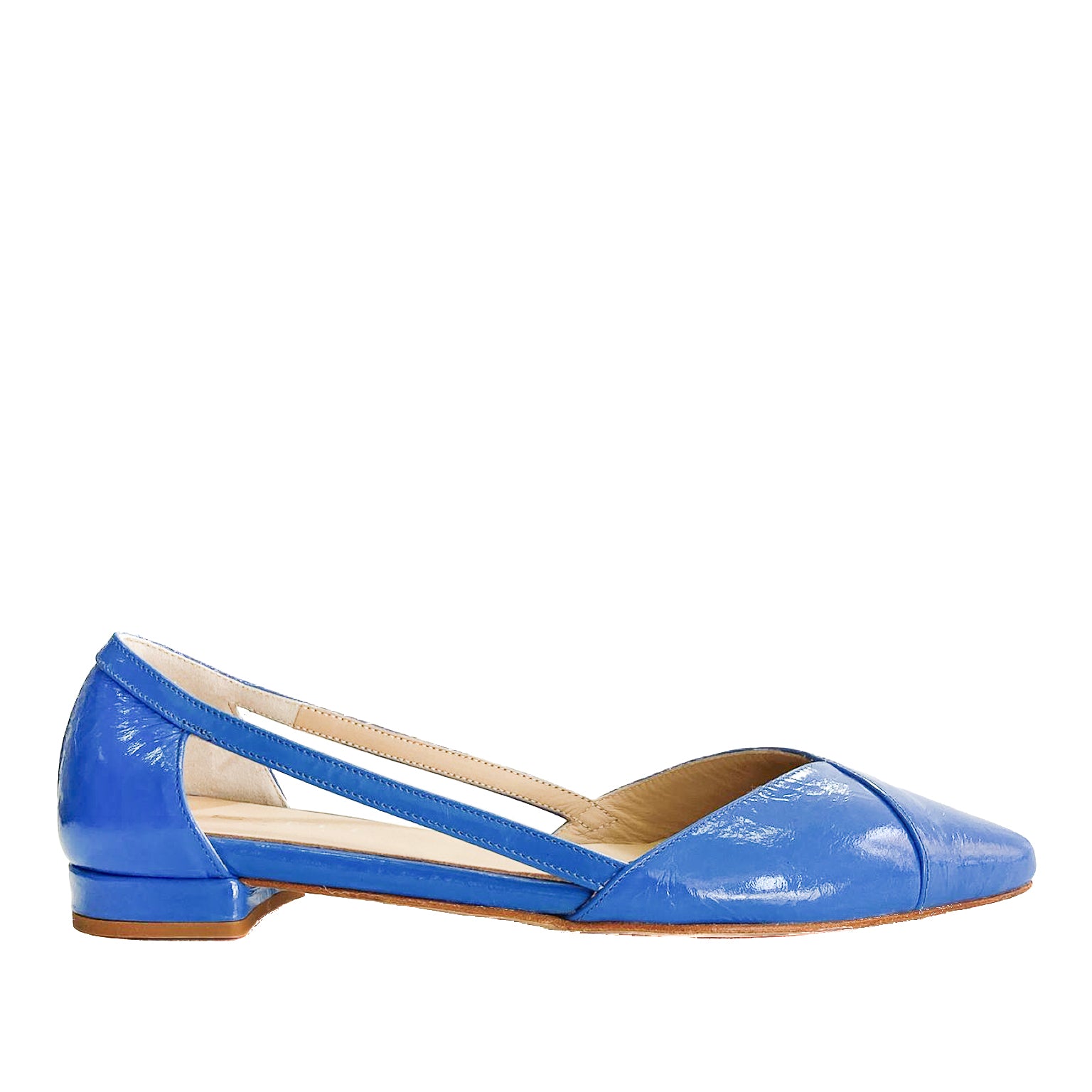 ALICANTE-ballerina-vista-laterale-vernice-acciaccata-blu-jeans