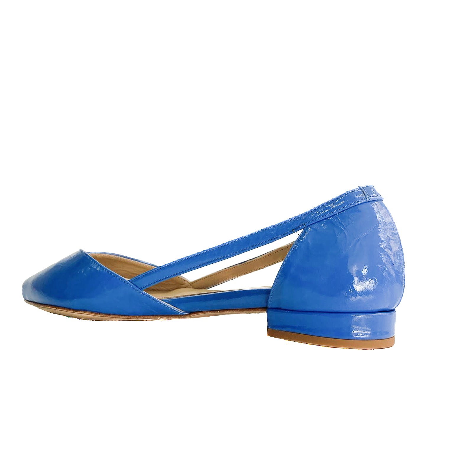 ALICANTE-ballerina-vista-tallone-vernice-acciaccata-blu-jeans