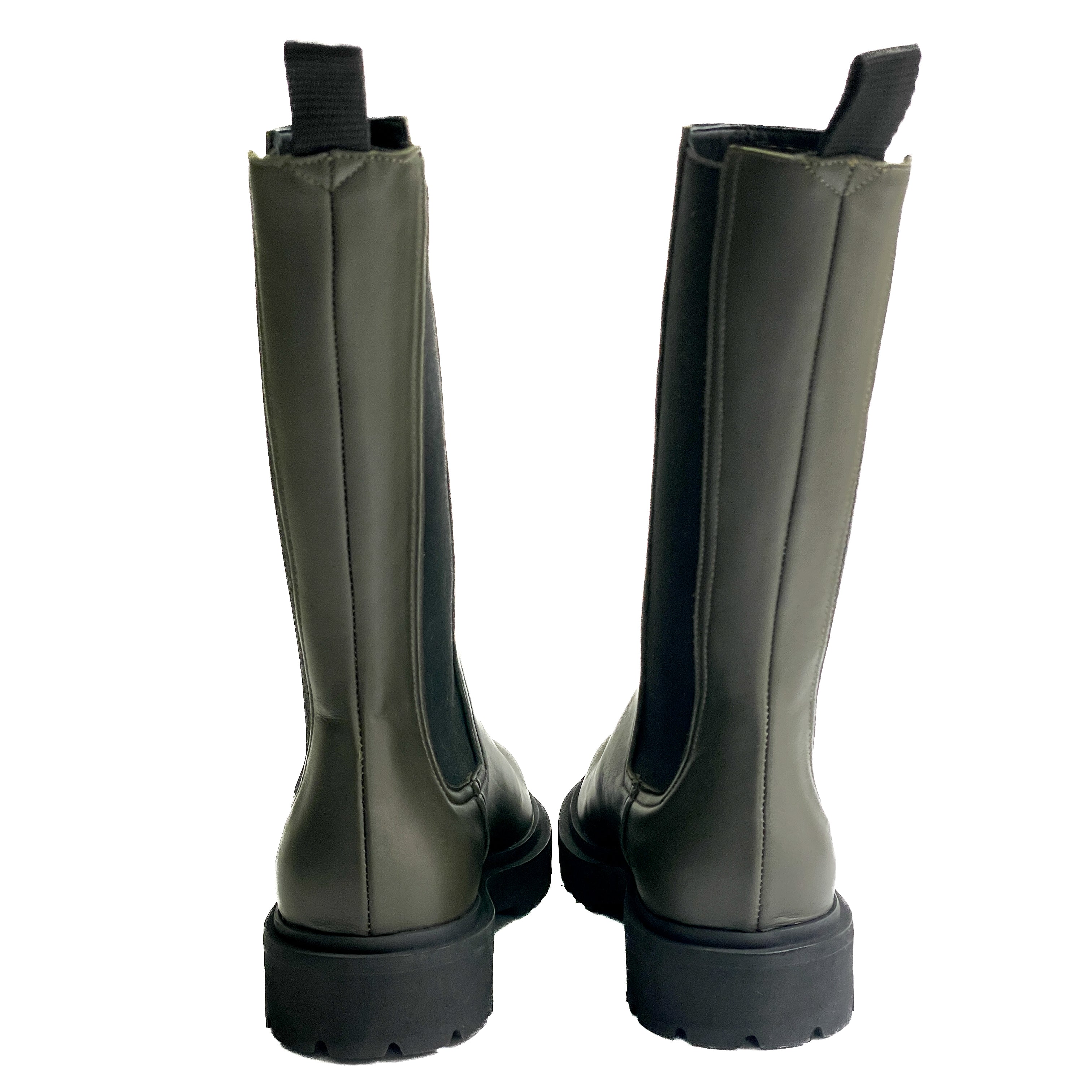 FIASTRA-beatles-vista-tallone-paio-vitello-militare-scarpa-in-pelle-nera-suola-carrarmato-elastici-laterali