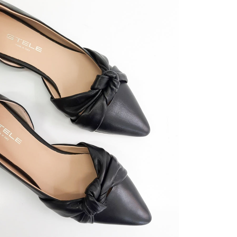 MALIBU-ballerina-con-nodo-vista-punta-sopra-nappa-nera