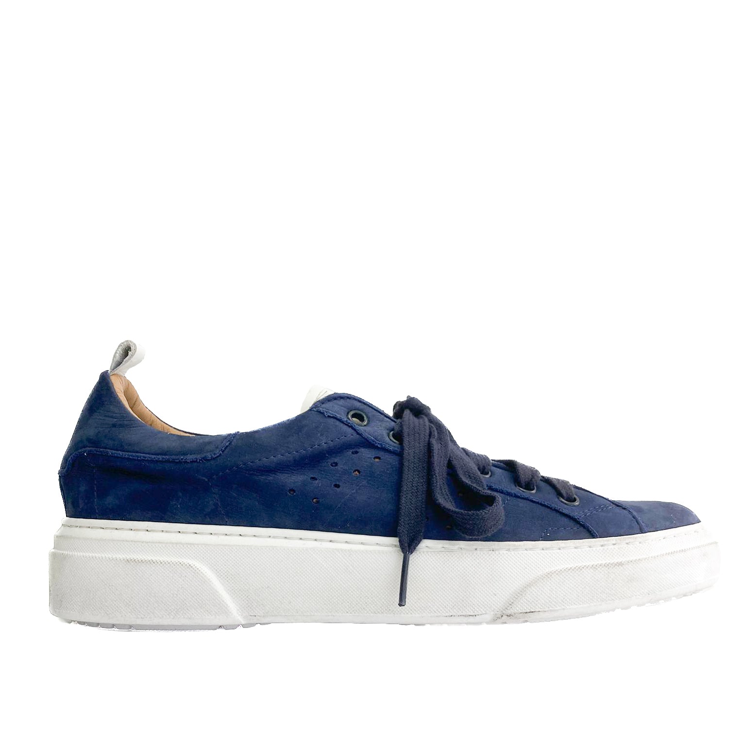 TIARA-sneakers-vista-laterale-singola-camoscio-blu-vitello-bianco