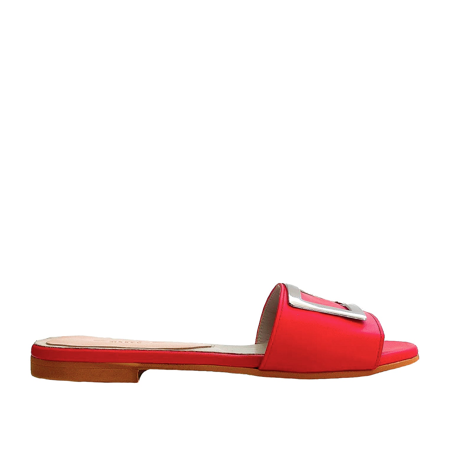 Ciabattina Guinda in pelle nappa rossa vista laterale del profilo