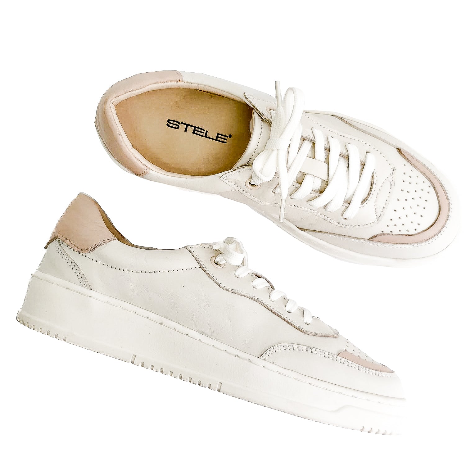 MARISOL-sneakers-vista-punta-e.laterale-sopra-paio-nappa-latte-nappa-cipria