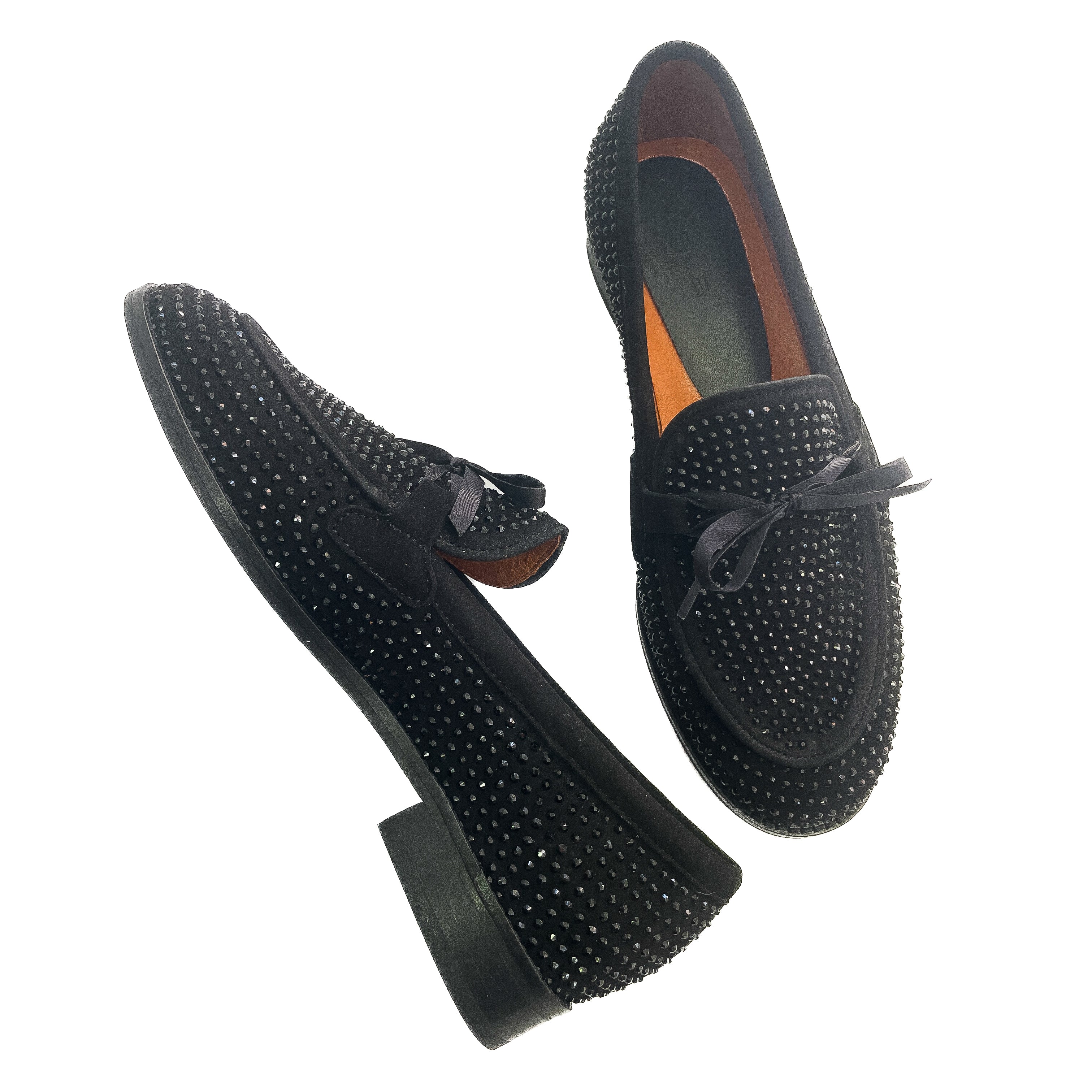 concordia-camoscio-Nero-Strass-neri-pelle-vista-paio