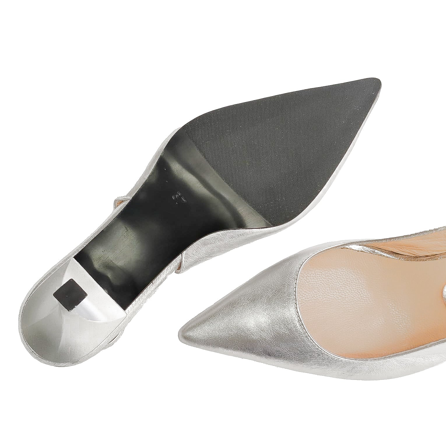 AGOSTINA-slingback-chanel-vista-sotto-fondo-paio-laminato-platino