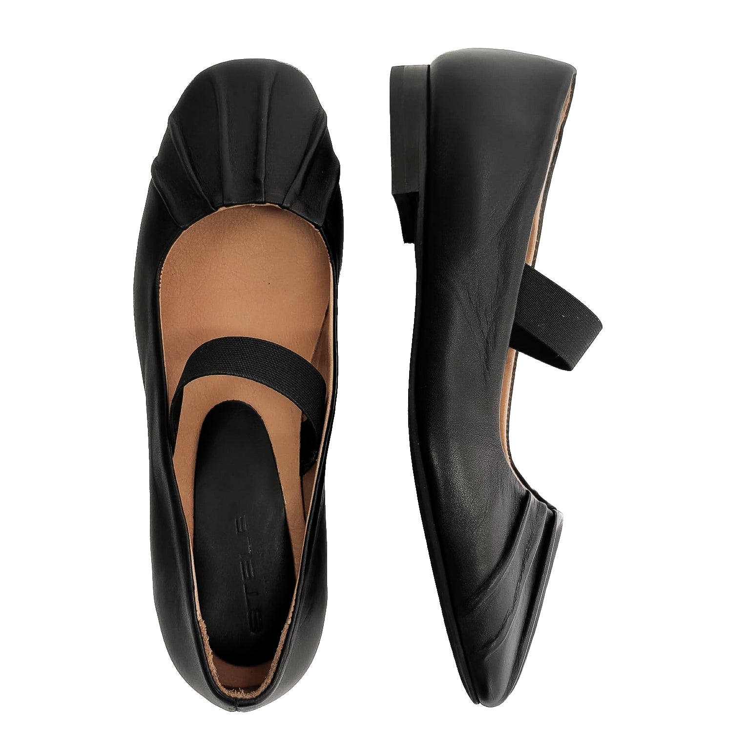 ISELA-ballerina-vista-punta-e-laterale-sopra-completa-paio-nappa-nera-pieghe