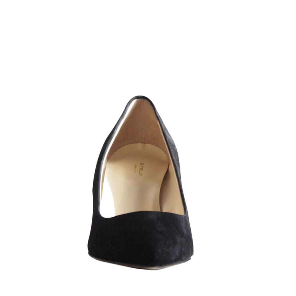 Anna decolte tacco 5 cm in pelle di camoscio nera frontale Anna decolte camoscio made in Italy