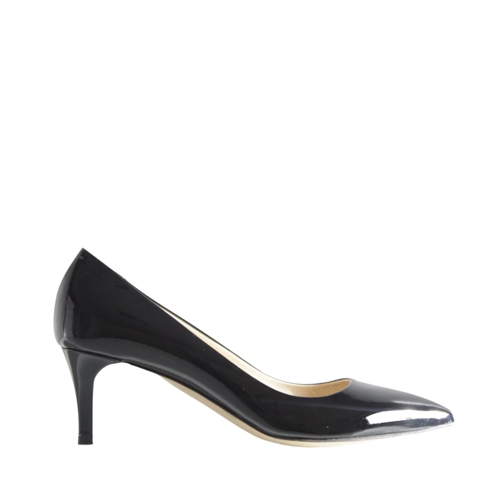 Anna decolte vernice made in Italy vista laterale nera