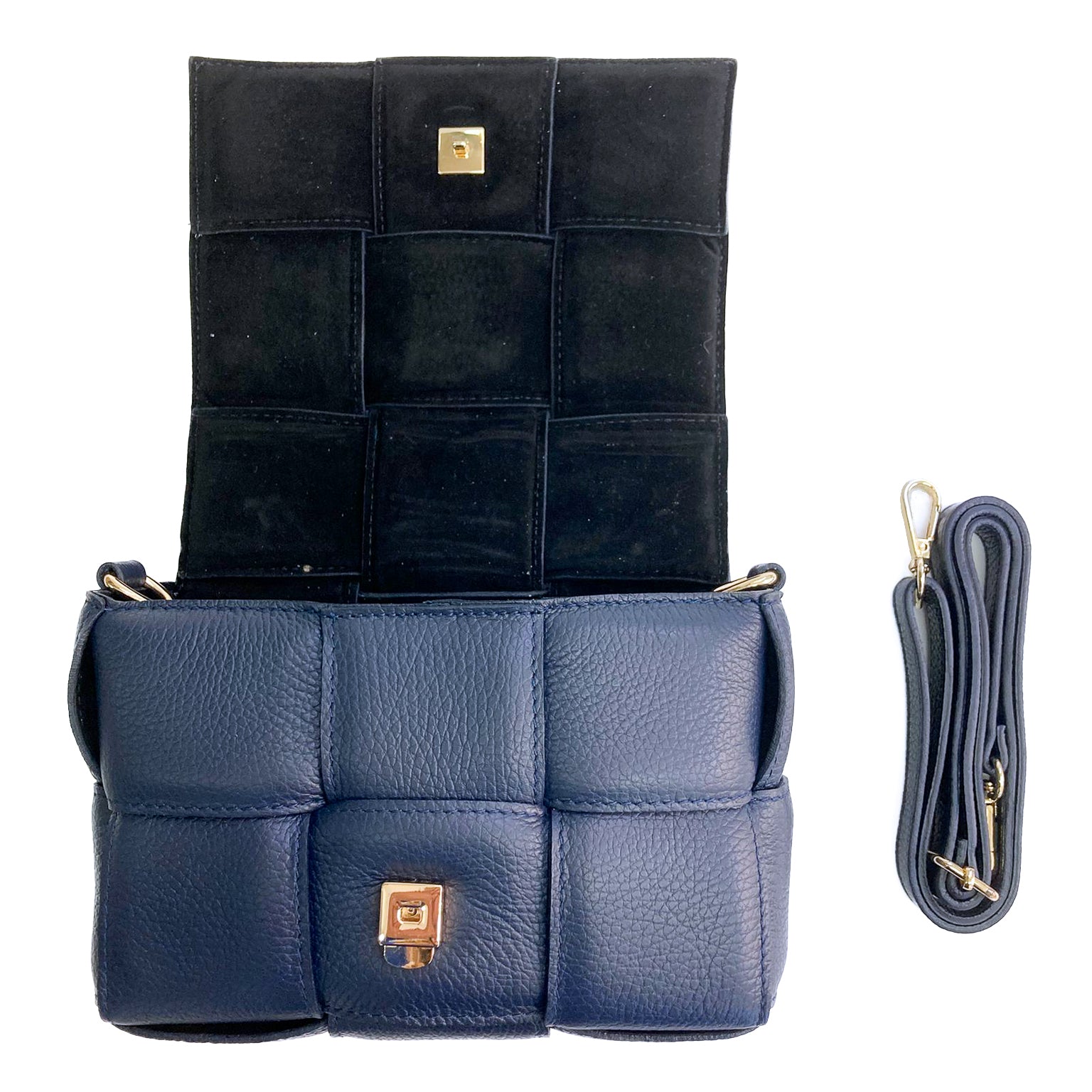Astra-Bag-vitello-blu-navy-vista-aperta-elegante-pratica