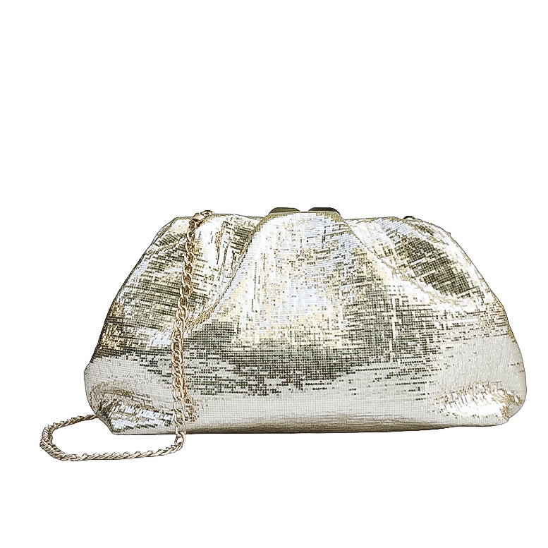 AURORA-BAG-pochette-vista-frontale-tracolla-tessuto-lurex-platino