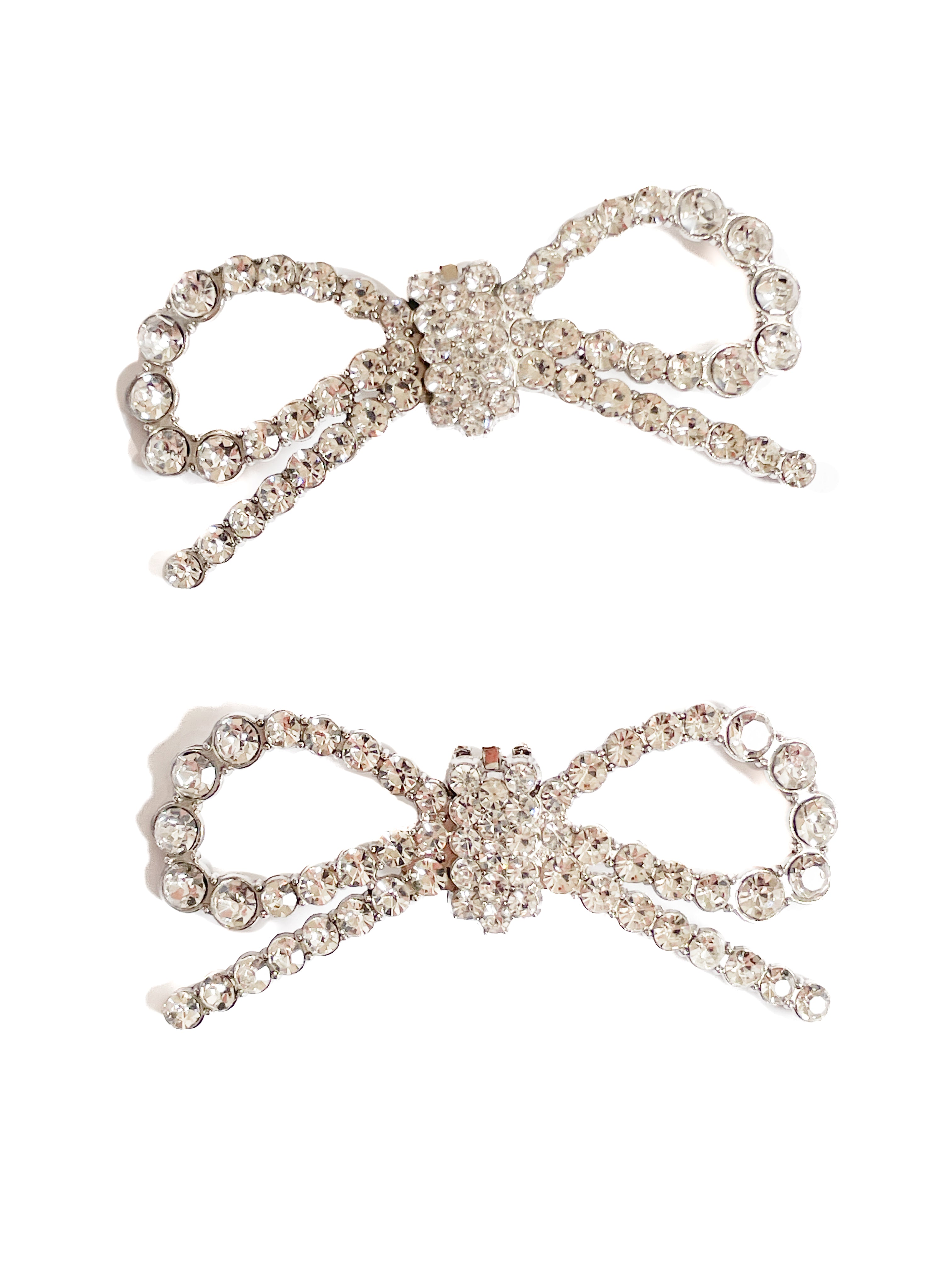 BOW-STRASS-accessori-fiocco-vista-frontale-paio-diritto-metallo-argento-strass-cry