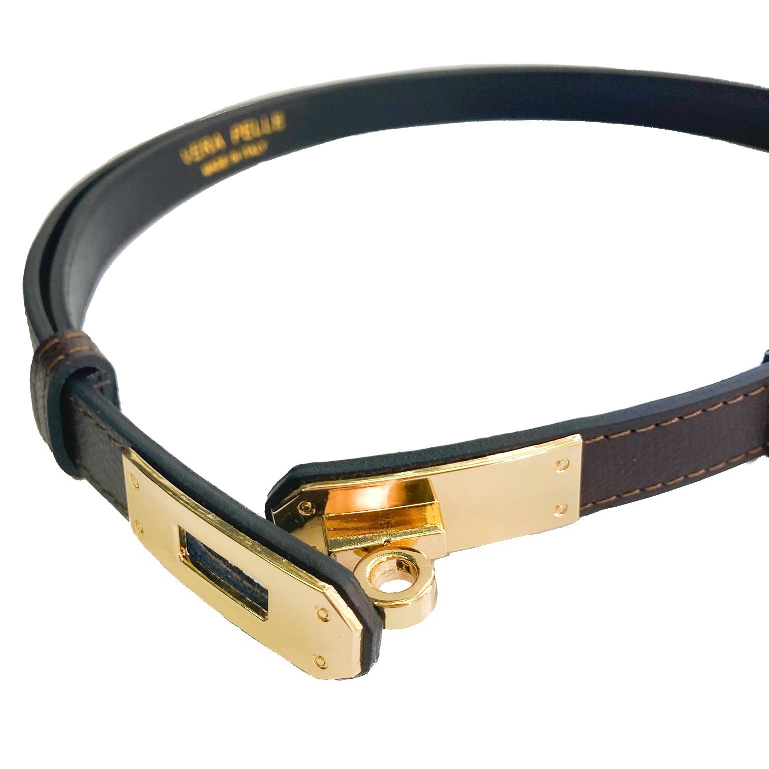 Cassandra-belt-vitello-testa-di-moro-regolabile-pelle-vista-corta-aperta