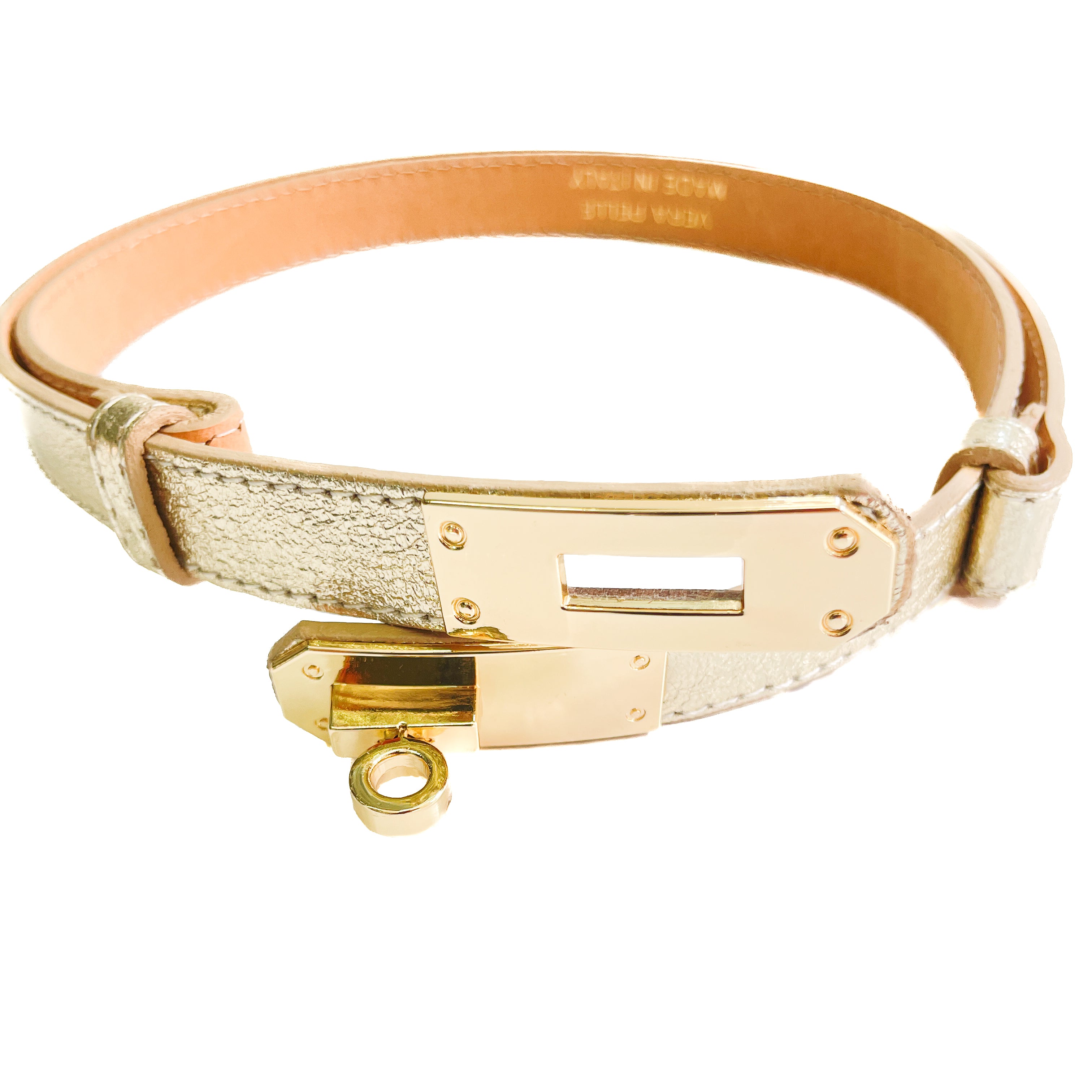 Cassandra-belt-laminato-platino-regolabile-pelle-vista-chiusura