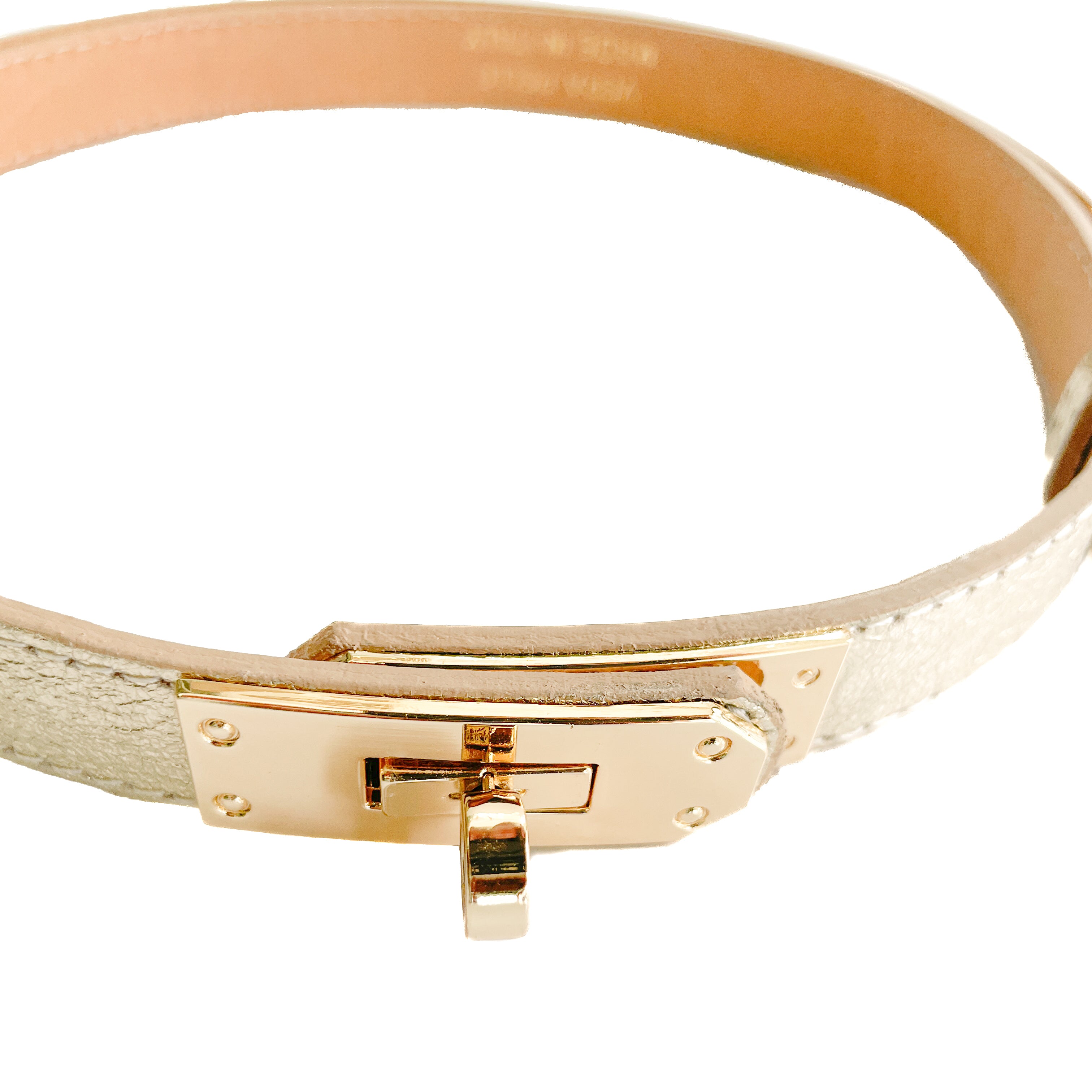 Cassandra-belt-laminato-platino-regolabile-pelle-vista-frontale-chiusura