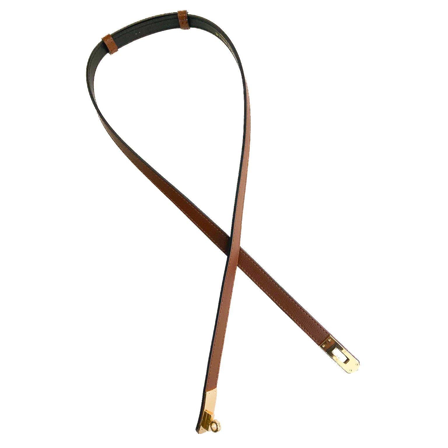 Cassandra-belt-vitello-cioccolato-incrocciato-regolabile-pelle-vista-frontale