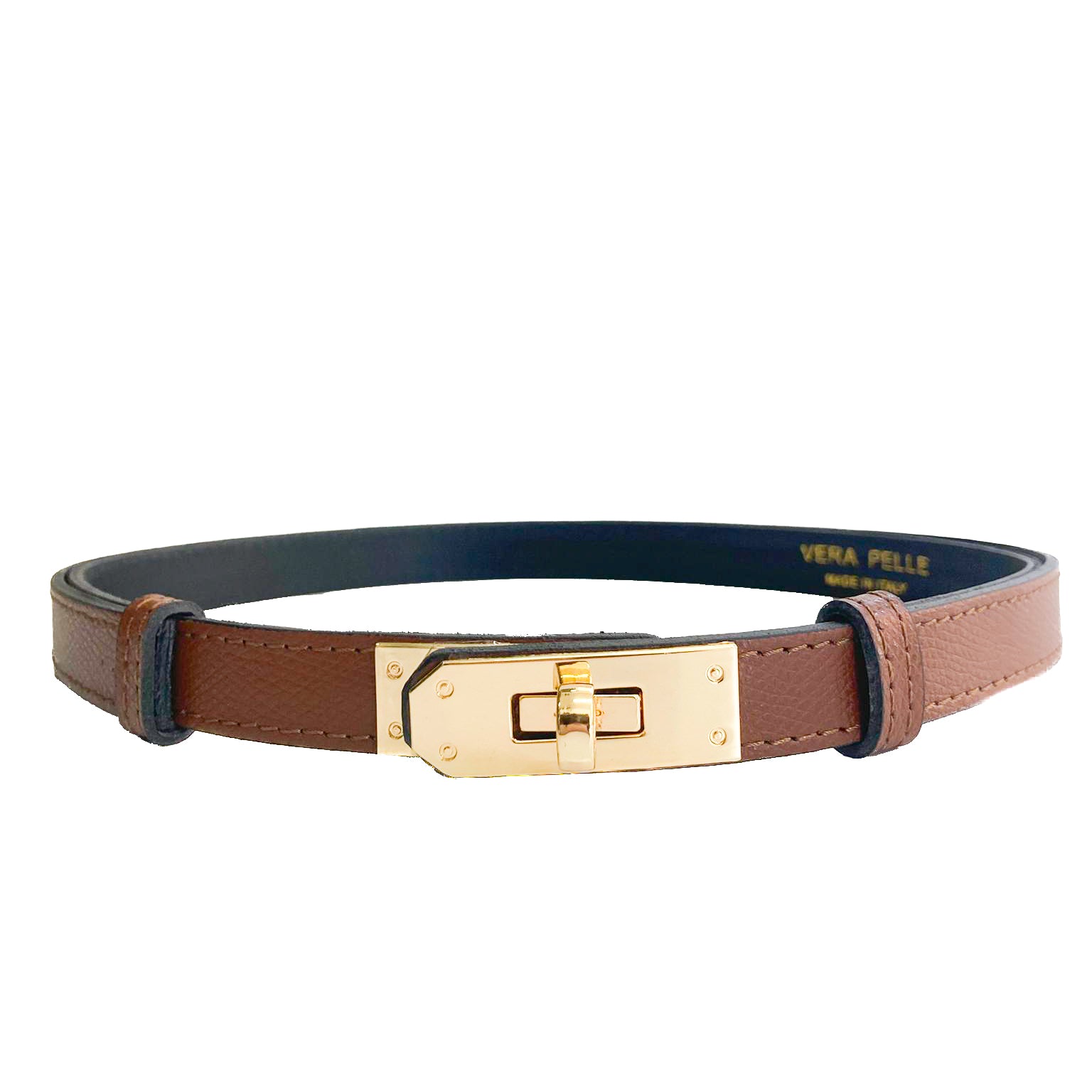 Cassandra-belt-vitello-cioccolato-regolabile-pelle-vista-frontale