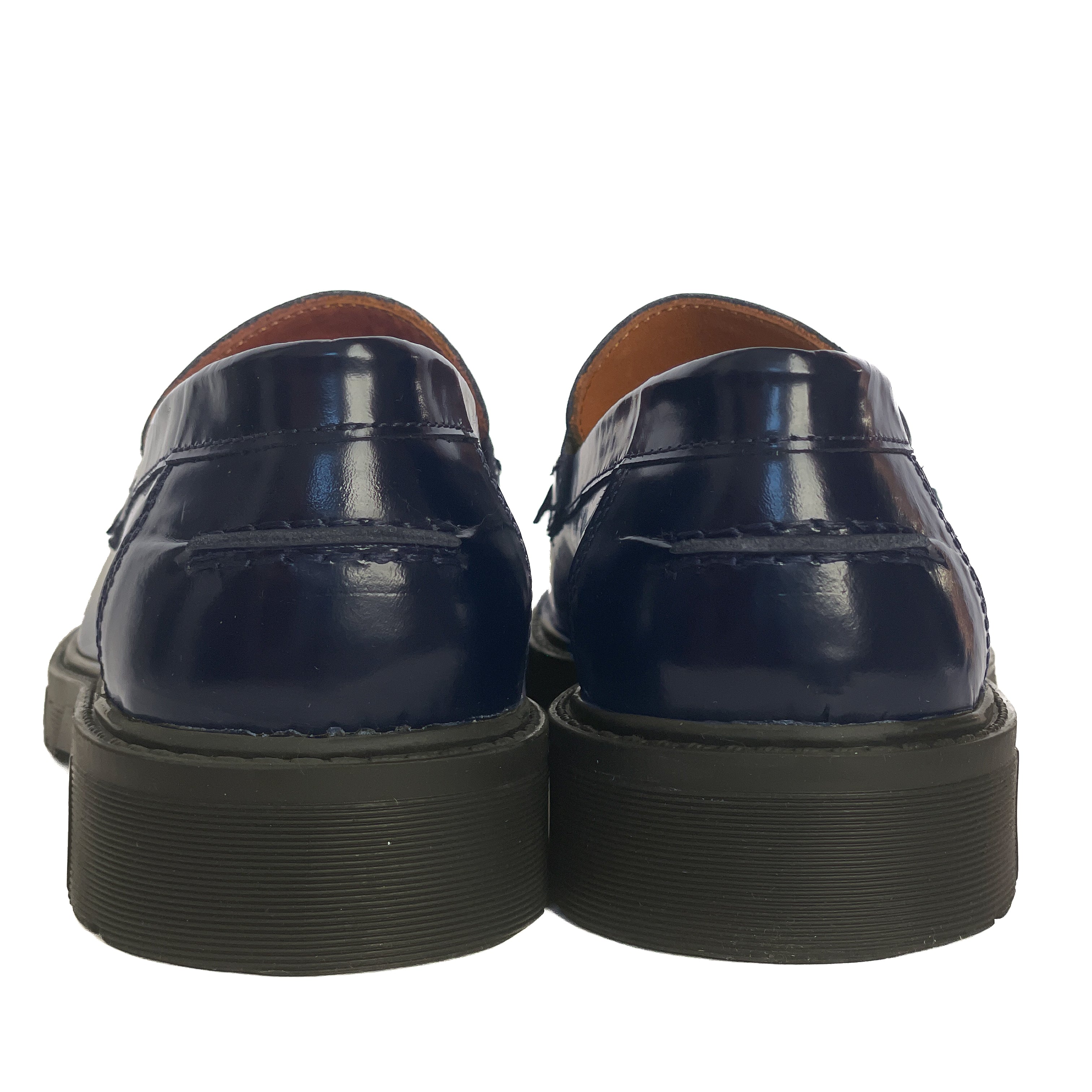 COLONIA-mocassini-vista-tallone-dietro-paio-abrasivato-blu-navy-accessorio-oro