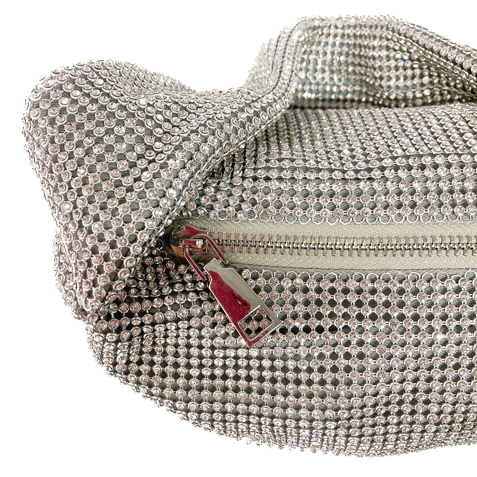 COMO-BAG-borse-vista-sopra-cerniera-tessuto-argento-strass-cristallo