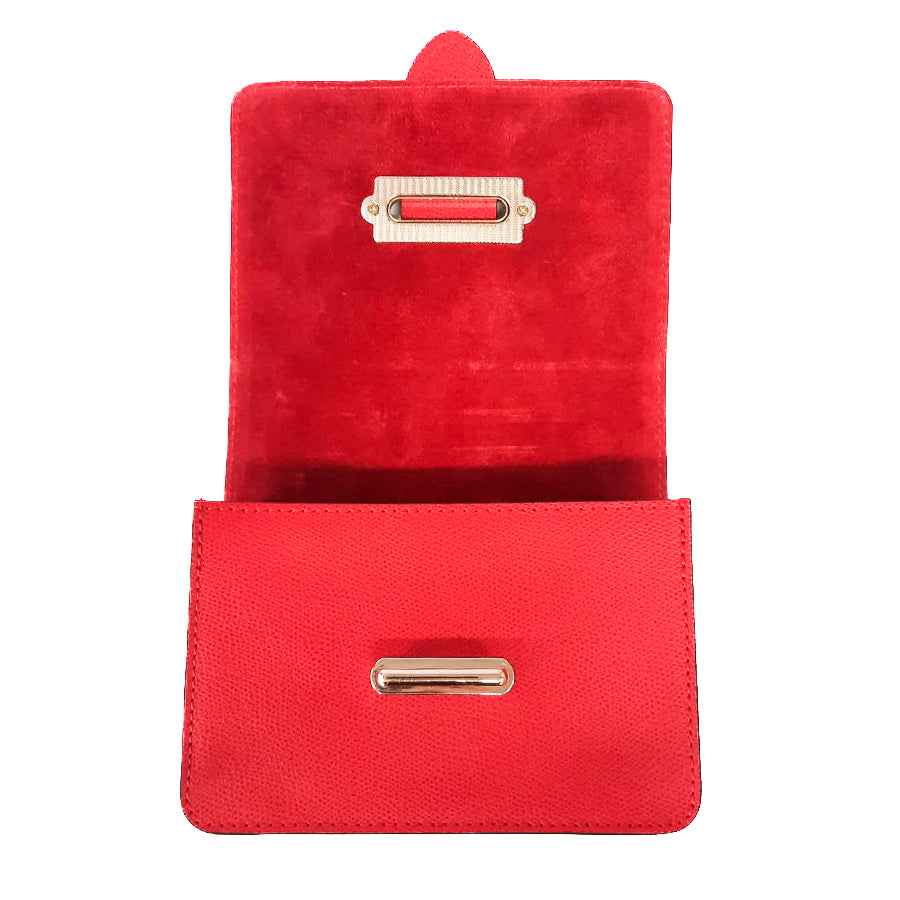 CREMONA-BAG-borsa-pochette-marsupio-vista-frontale-aperta-vitello-rosso