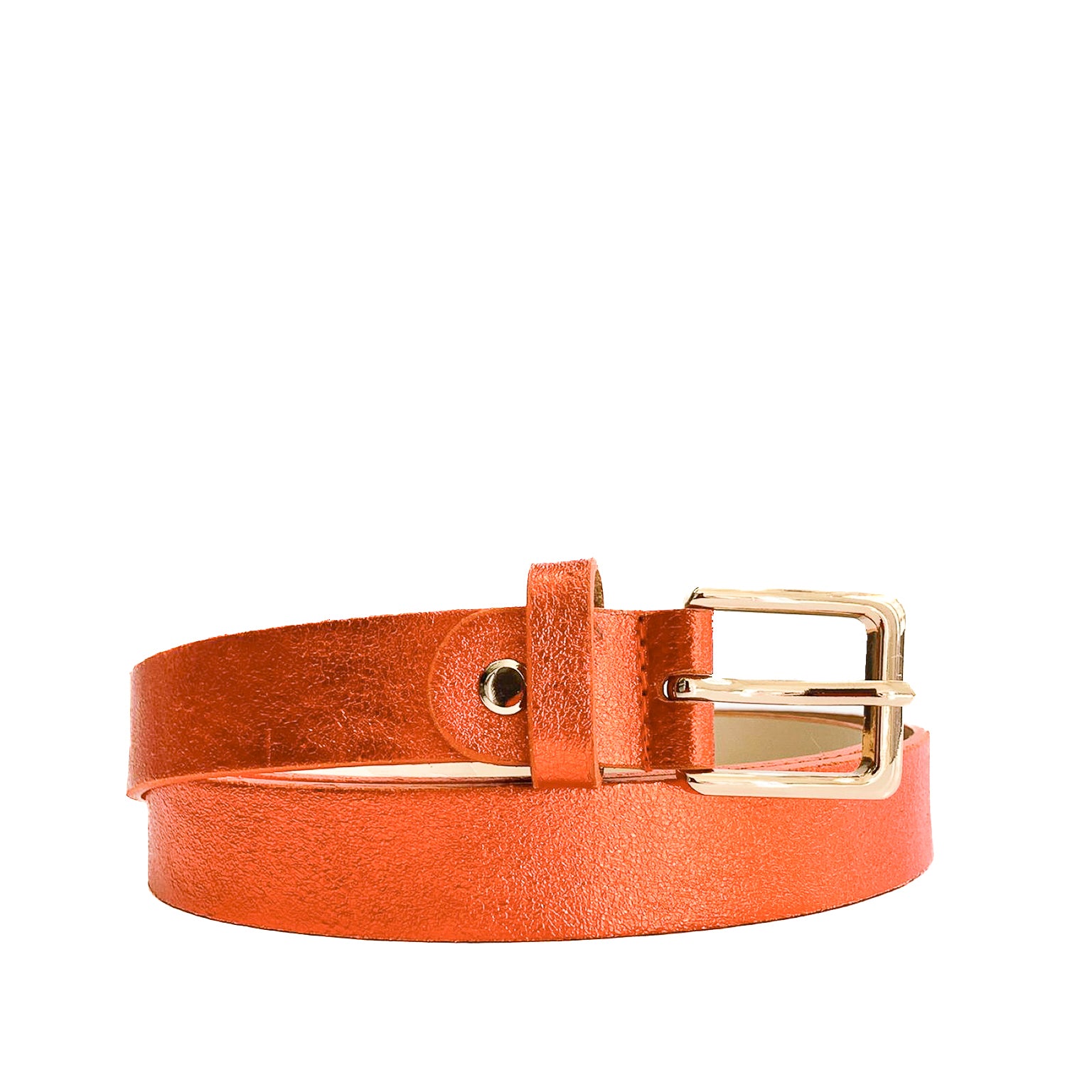 EMILIE-BELT-accessori-vista-frontale-rotonda-vitello-laminato-arancione