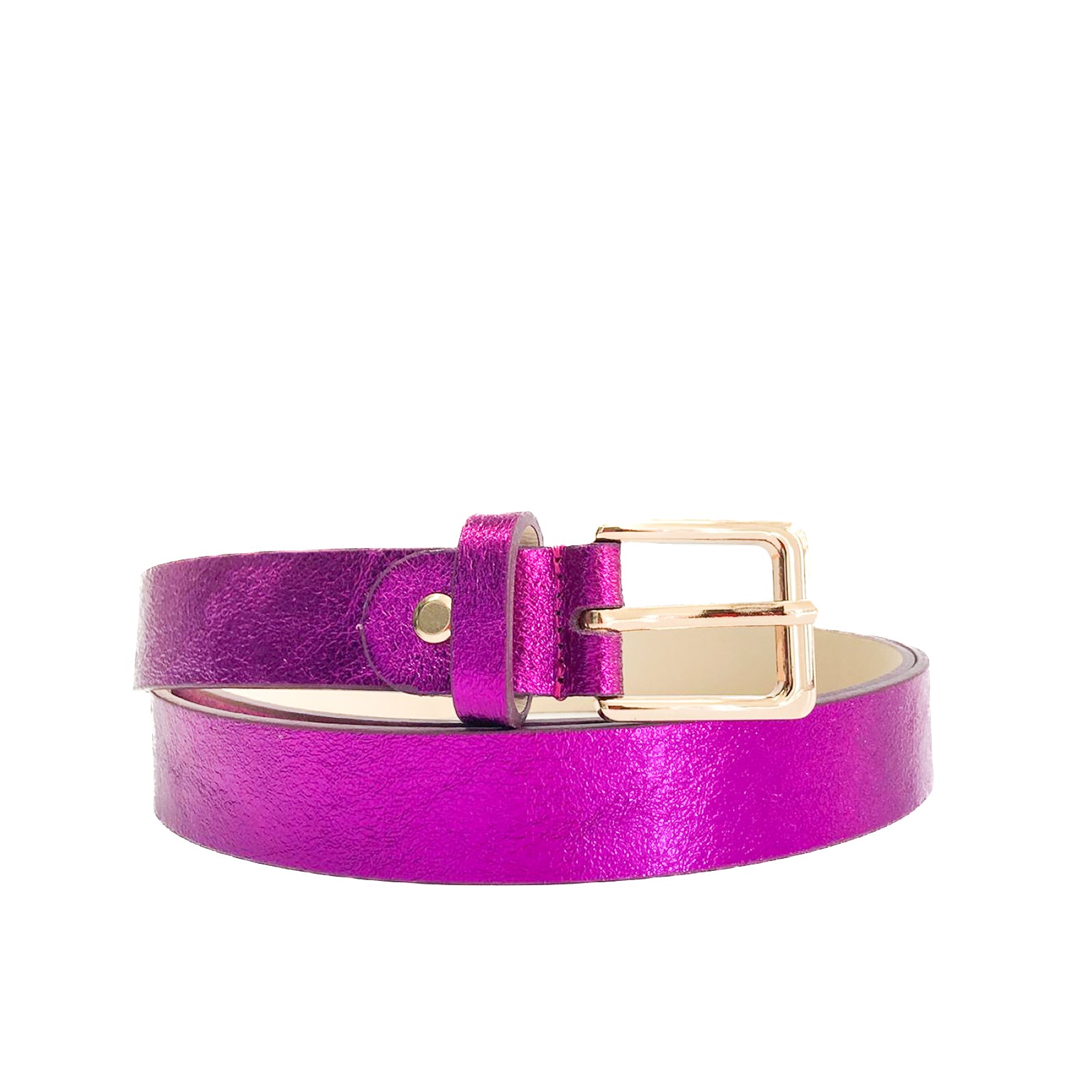 EMILIE-BELT-accessori-vista-frontale-rotonda-vitello-laminato-fucsia
