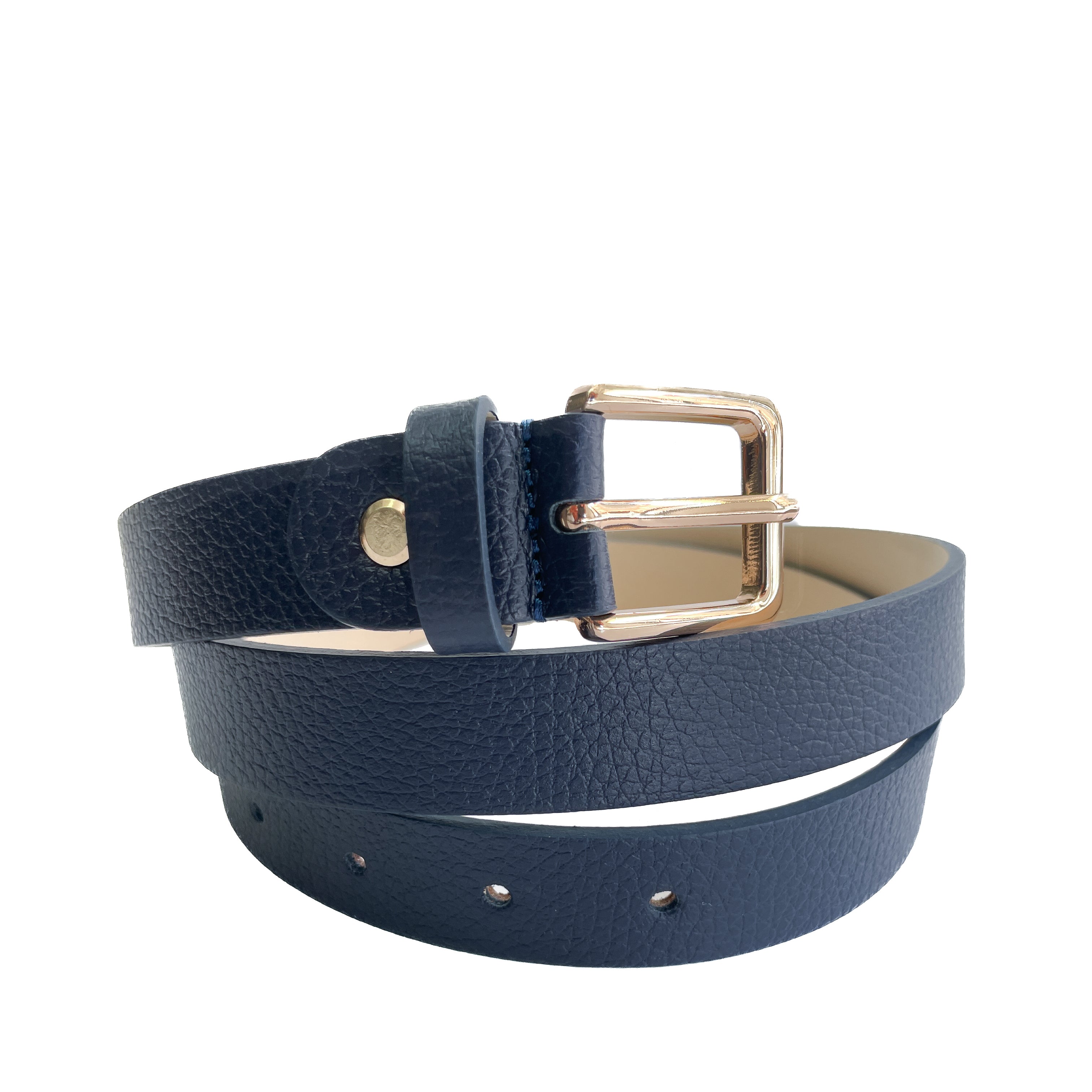 EMILIE-BELT-accessori-cinta-vista-frontale-srotolata-vitello-blu-navy