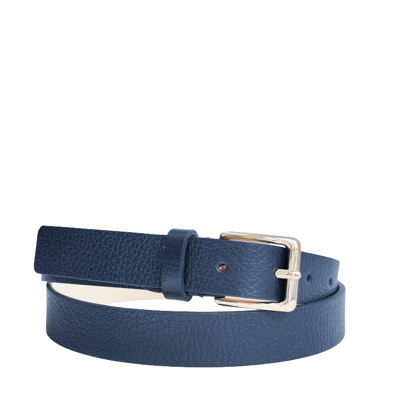 EMILIE-BELT-accessori-cinta-vista-frontale-arrotolata-vitello-blu-navy