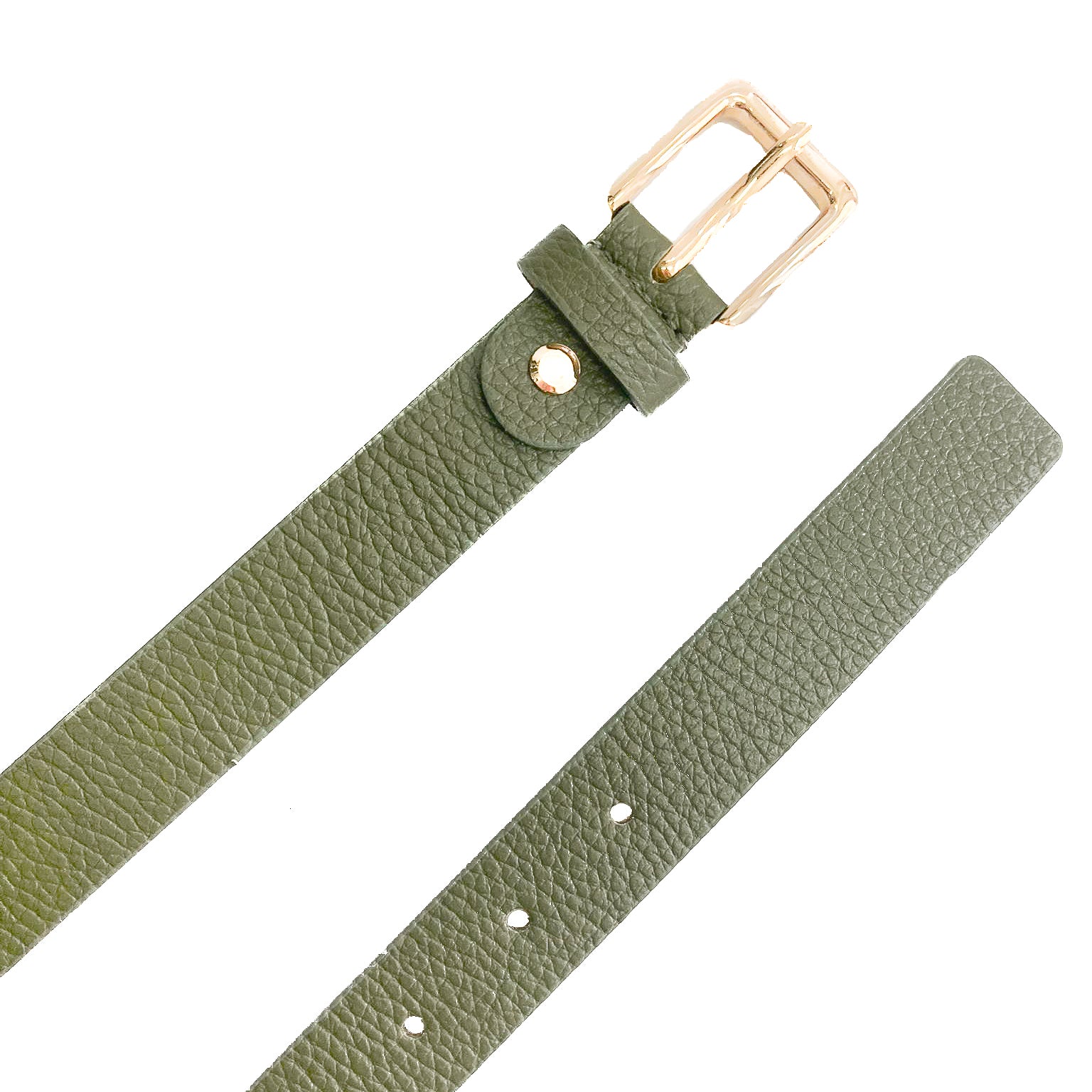 EMILIE-BELT-vista-lunga-cinta-donna-fibbia-oro-vitello-verde-militare