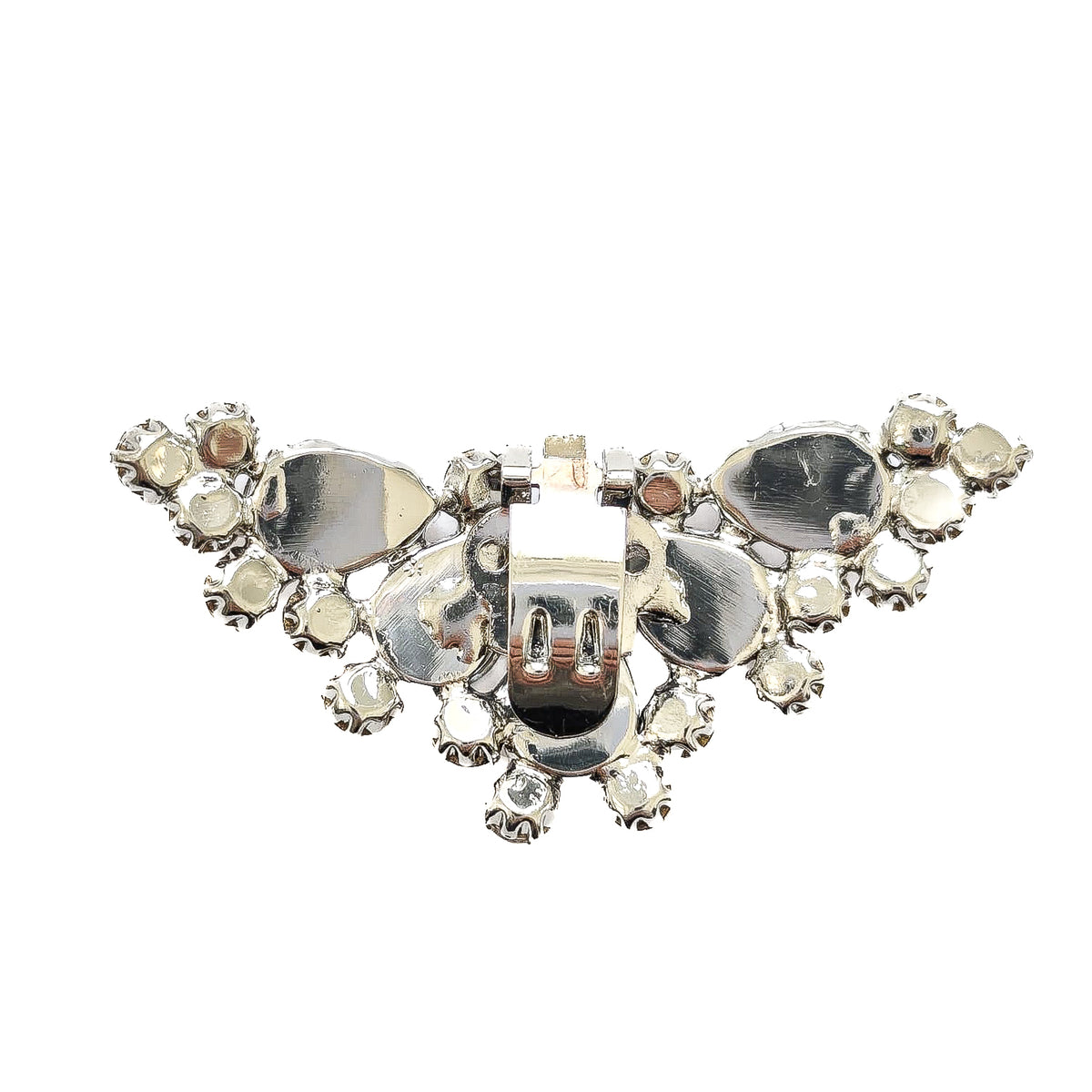 FALENA-CRISTALLO-accessorio-per-scarpe-clip-vista-dietro-metallo-argento-strass-cristallo