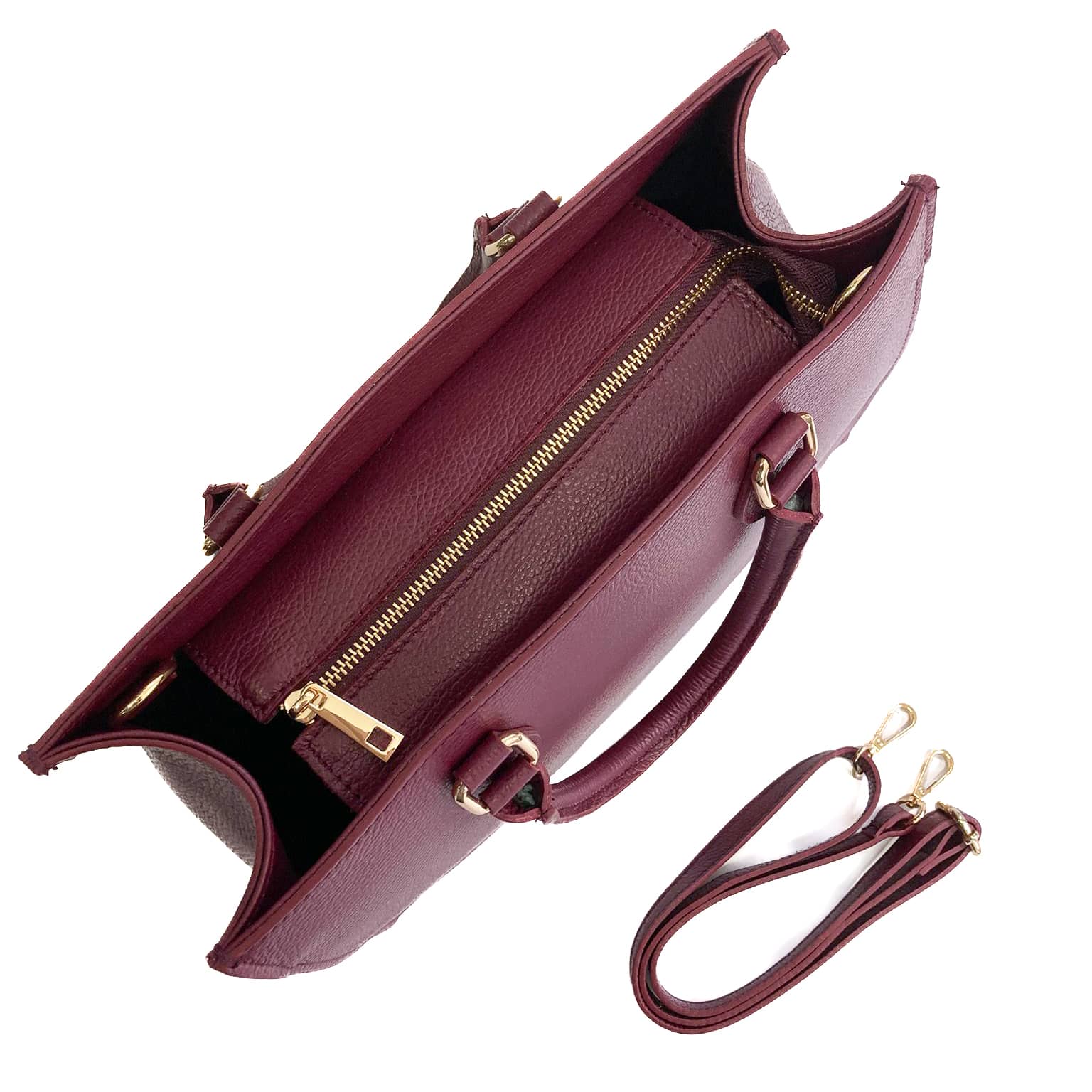 FRANCOFORTE-BAG-borse-vista-sopra-chiusa-vitello-bordeaux