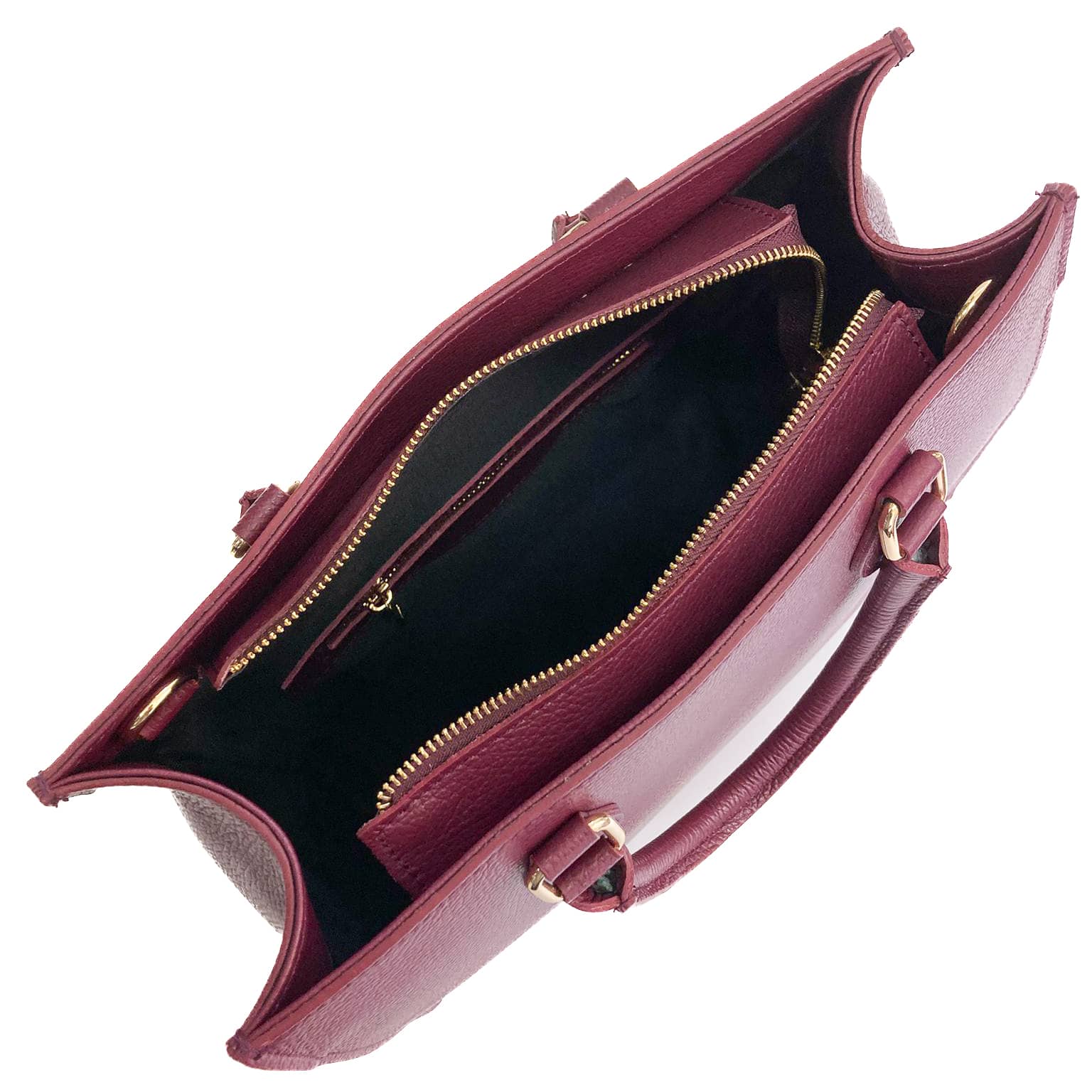 FRANCOFORTE-BAG-borse-vista-sopra-aperta-vitello-bordeaux