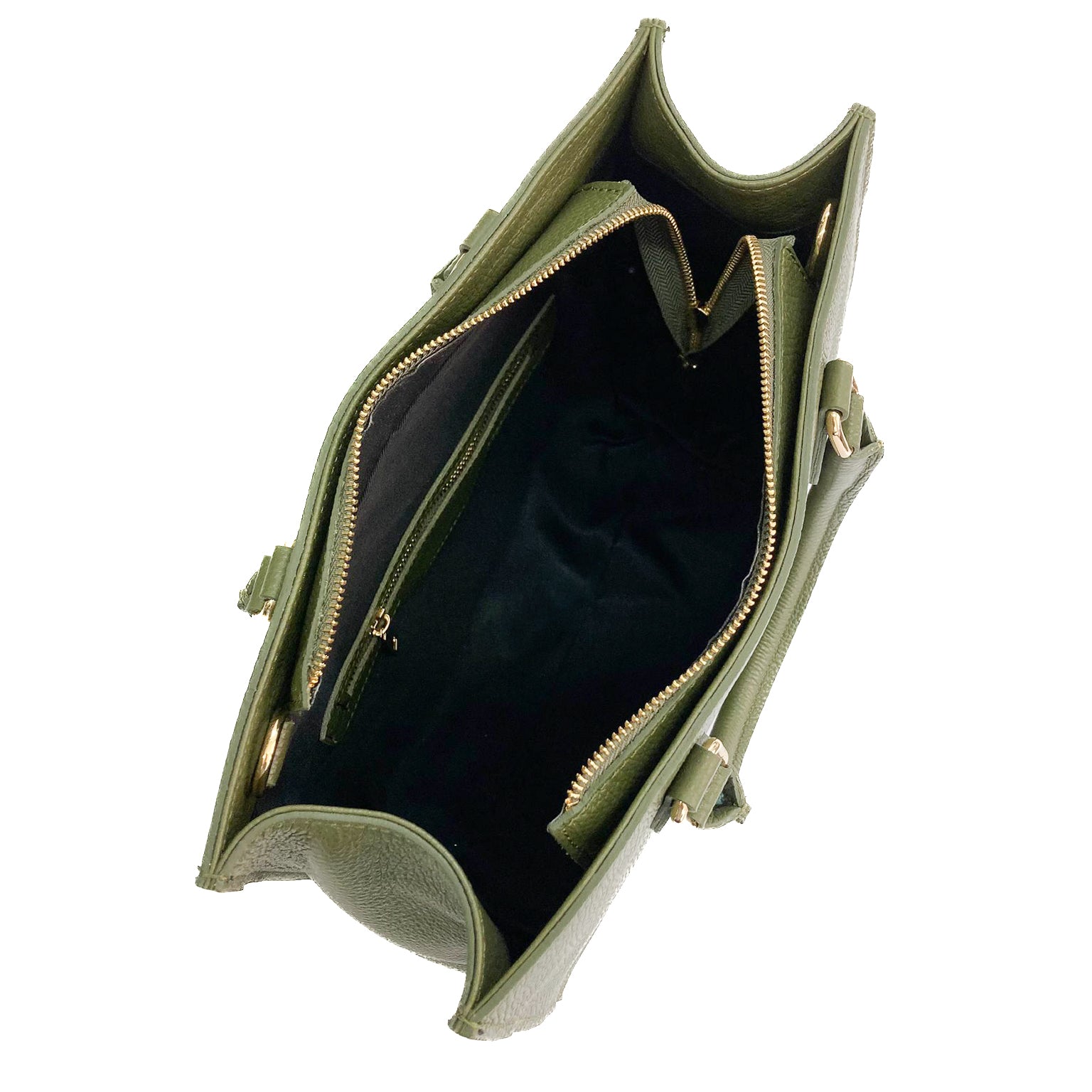 FRANCOFORTE-BAG-borse-vista-sopra-aperta-vitello-verde-militare