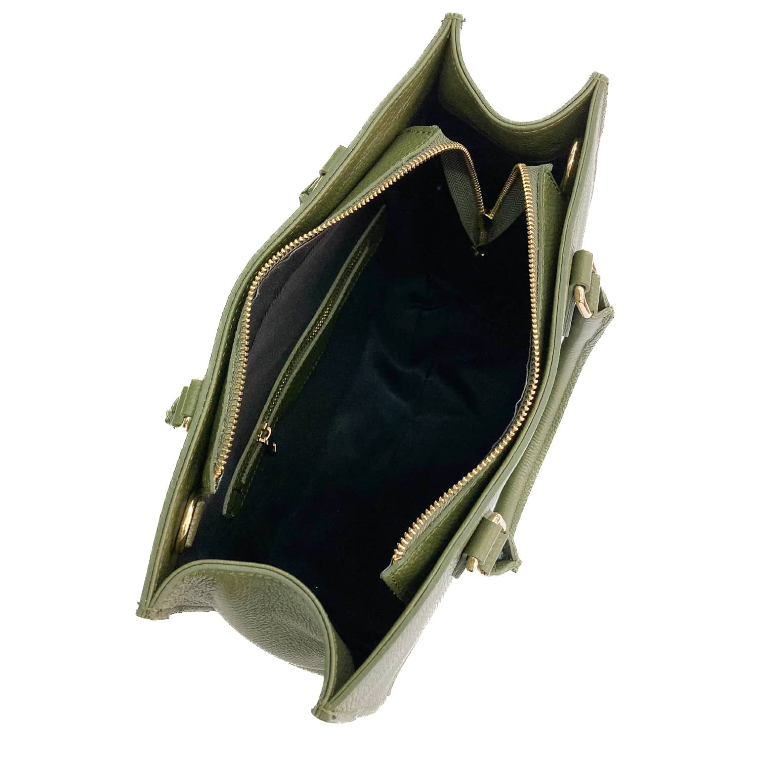 FRANCOFORTE-BAG-borse-vista-sopra-aperta-vitello-verde-militare