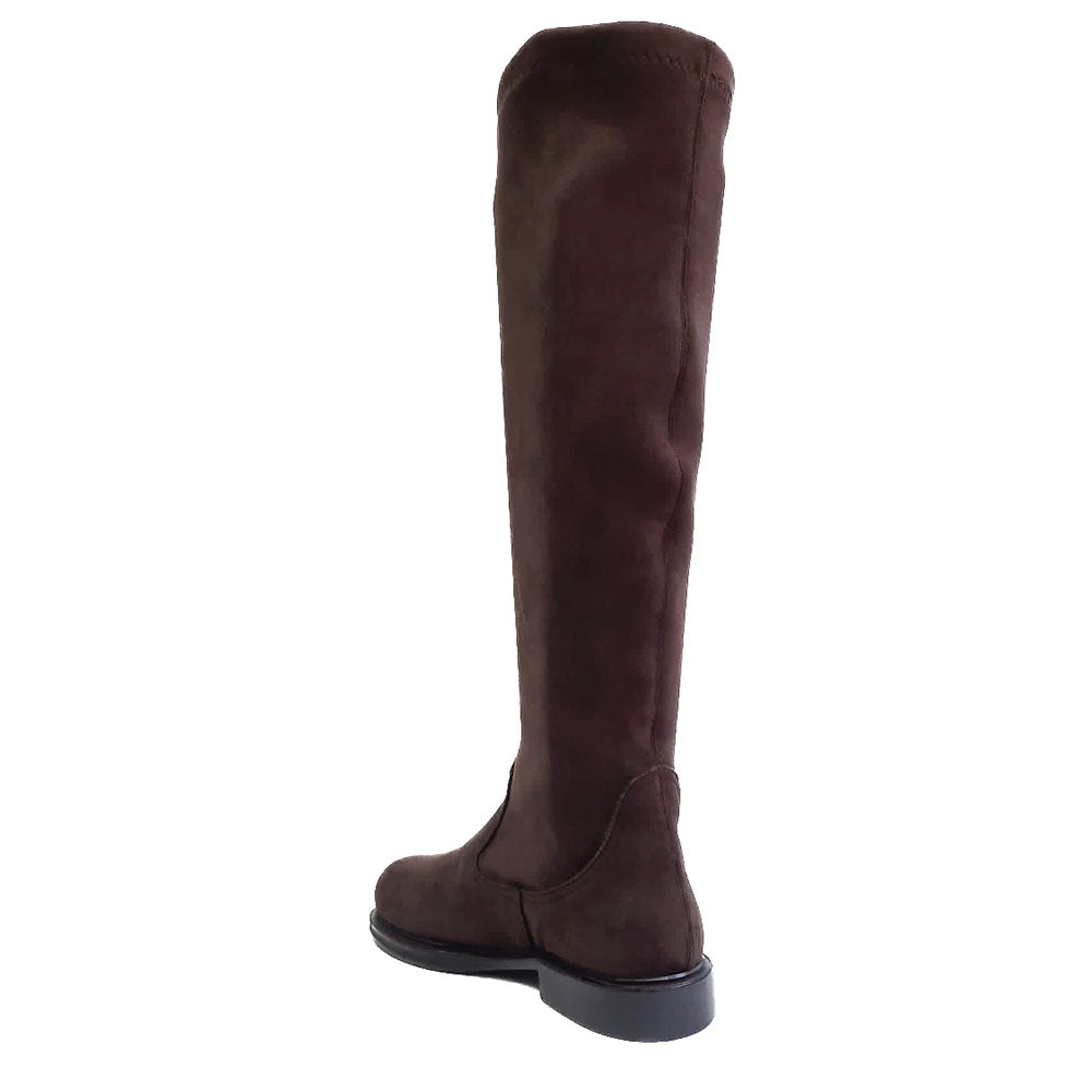 LEONORA-stivale-vista-tallone-camoscio-stretch-cioccolato