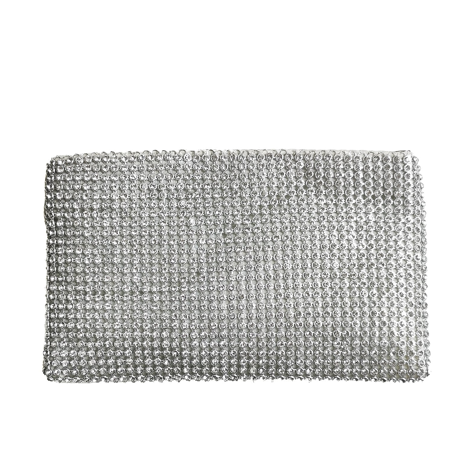 LINDA-BAG-pochette-vista-frontale-tessuto-strass-argento