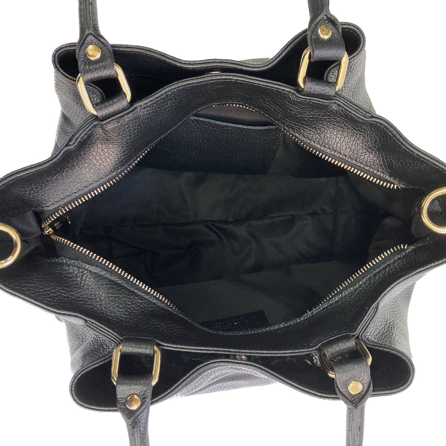 Maya-Bag-vitello-nero-tasca-pelle-con-due-tasconi-e-zip