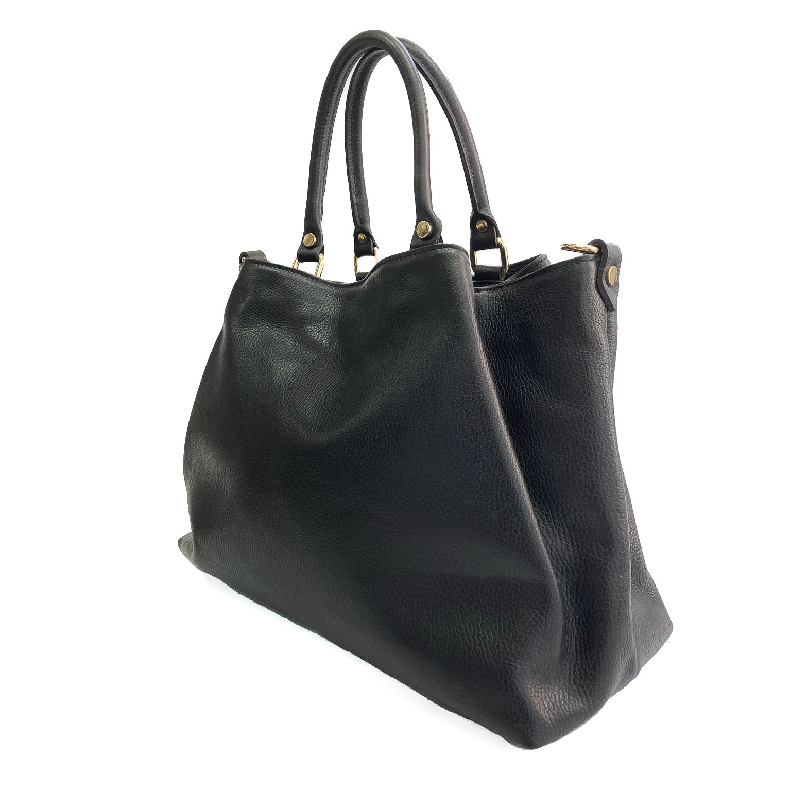 Maya-Bag-vitello-nero-di-lato-pelle-con-due-tasconi-e-zip