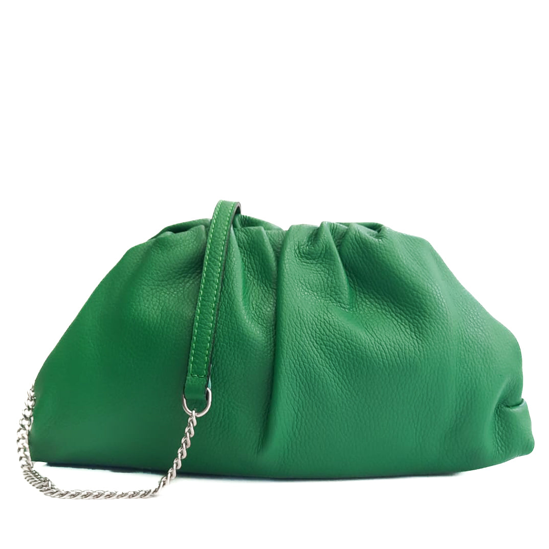 NUVOLA-M-BAG-borsa-clutch-vista-frontale-tracolla-vitello-verde
