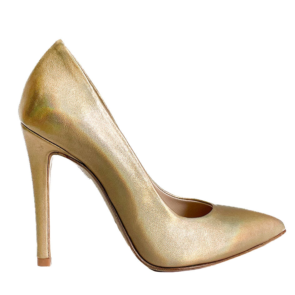 STEFY-decollete-vista-laterale-singola-laminato-oro-cangiante