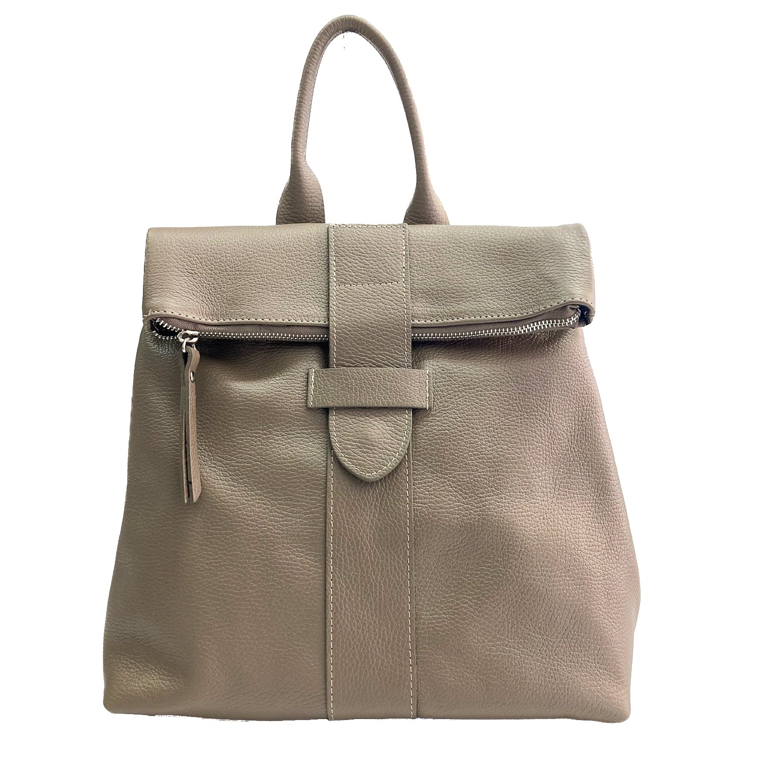 STOCCARDA-BAG- borsa-zaino-vista-frontale-vitello-taupe